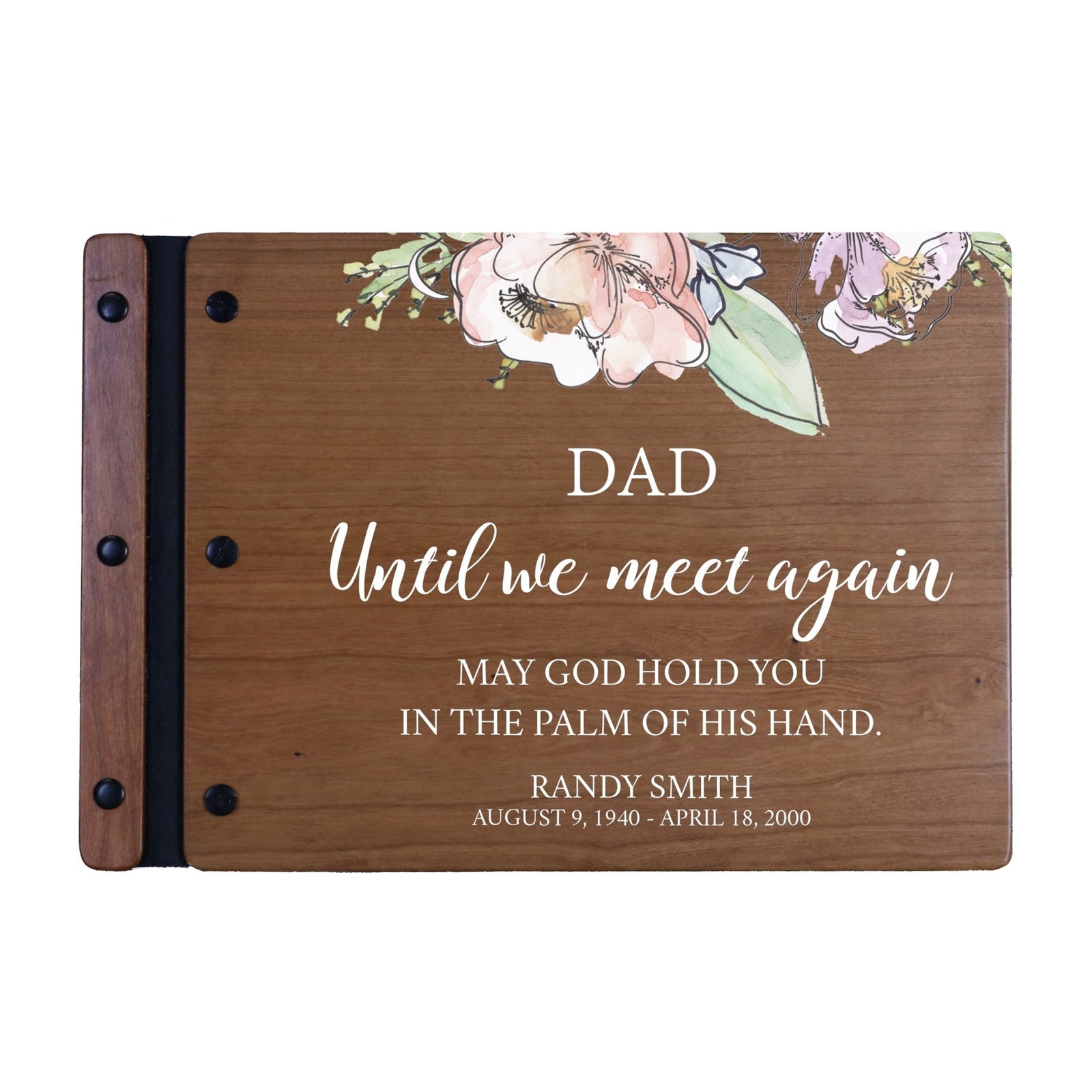 Personalized Medium Wooden Memorial Guestbook 12.375x8.5 - Until We Meet Again (Cherry) - LifeSong Milestones