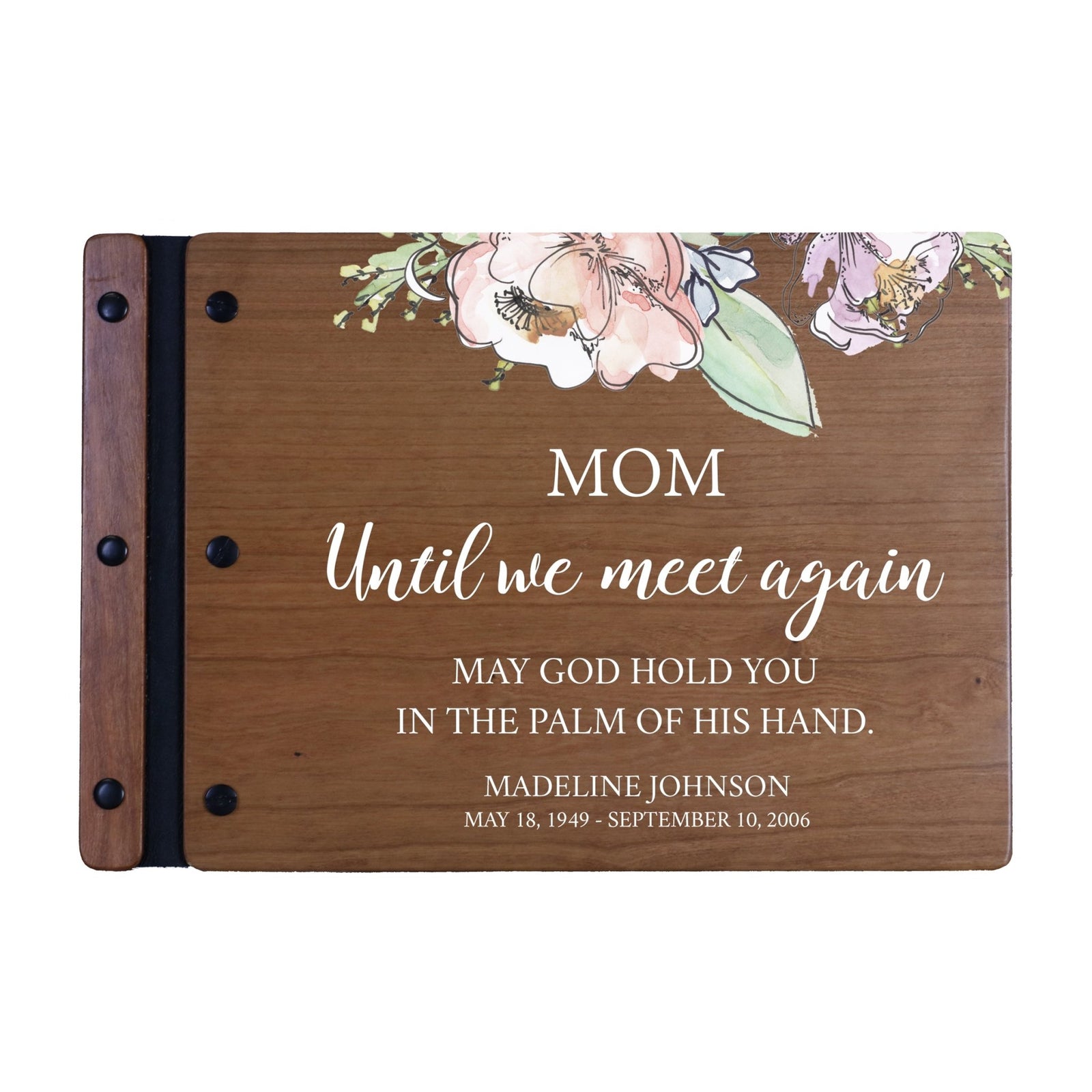 Personalized Medium Wooden Memorial Guestbook 12.375x8.5 - Until We Meet Again (Cherry) - LifeSong Milestones