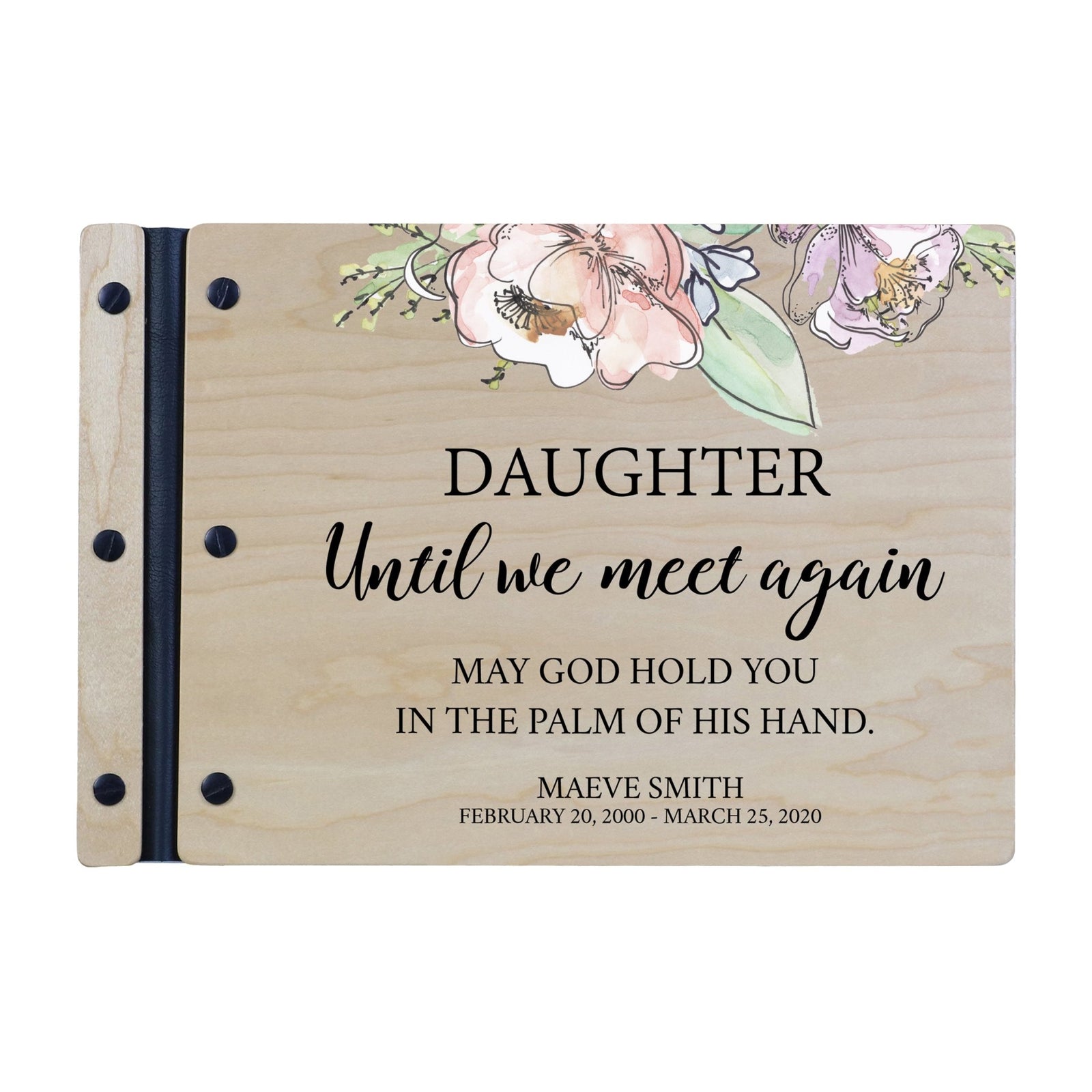 Personalized Medium Wooden Memorial Guestbook 12.375x8.5 - Until We Meet Again (Ivory) - LifeSong Milestones