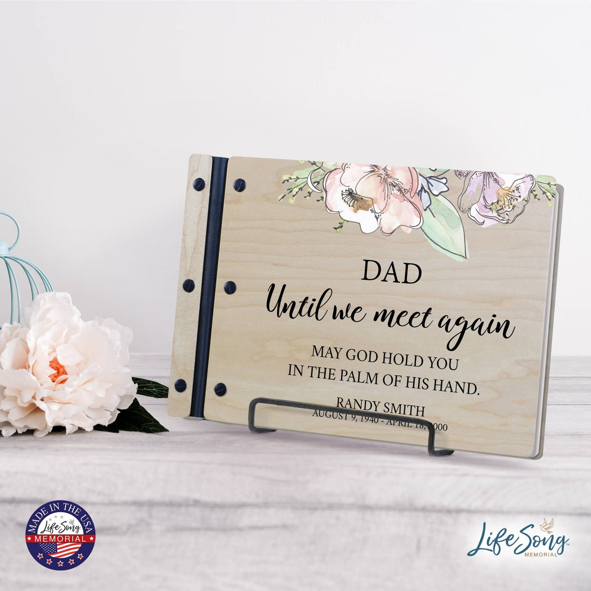 Personalized Medium Wooden Memorial Guestbook 12.375x8.5 - Until We Meet Again (Ivory) - LifeSong Milestones