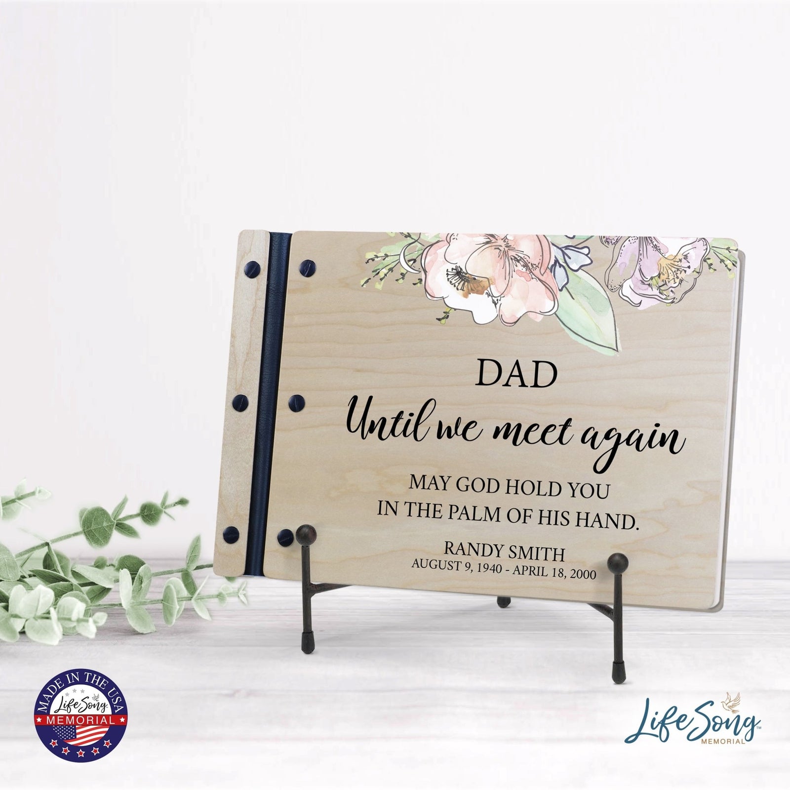 Personalized Medium Wooden Memorial Guestbook 12.375x8.5 - Until We Meet Again (Ivory) - LifeSong Milestones