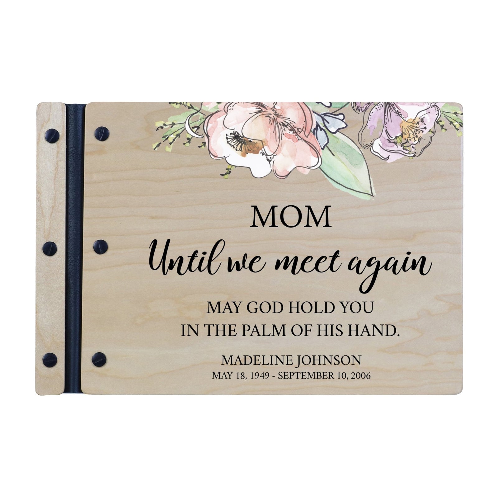 Personalized Medium Wooden Memorial Guestbook 12.375x8.5 - Until We Meet Again (Ivory) - LifeSong Milestones