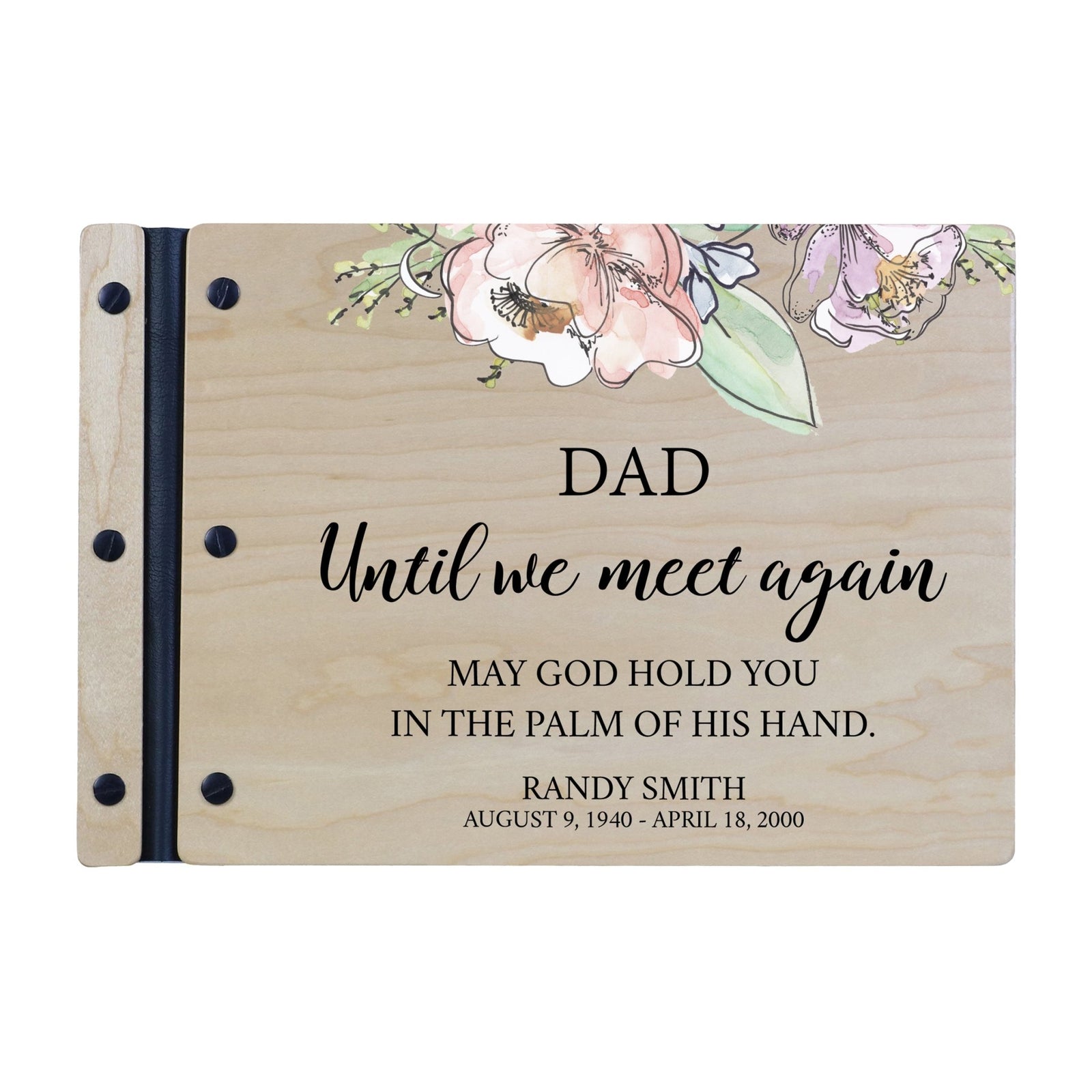 Personalized Medium Wooden Memorial Guestbook 12.375x8.5 - Until We Meet Again (Ivory) - LifeSong Milestones