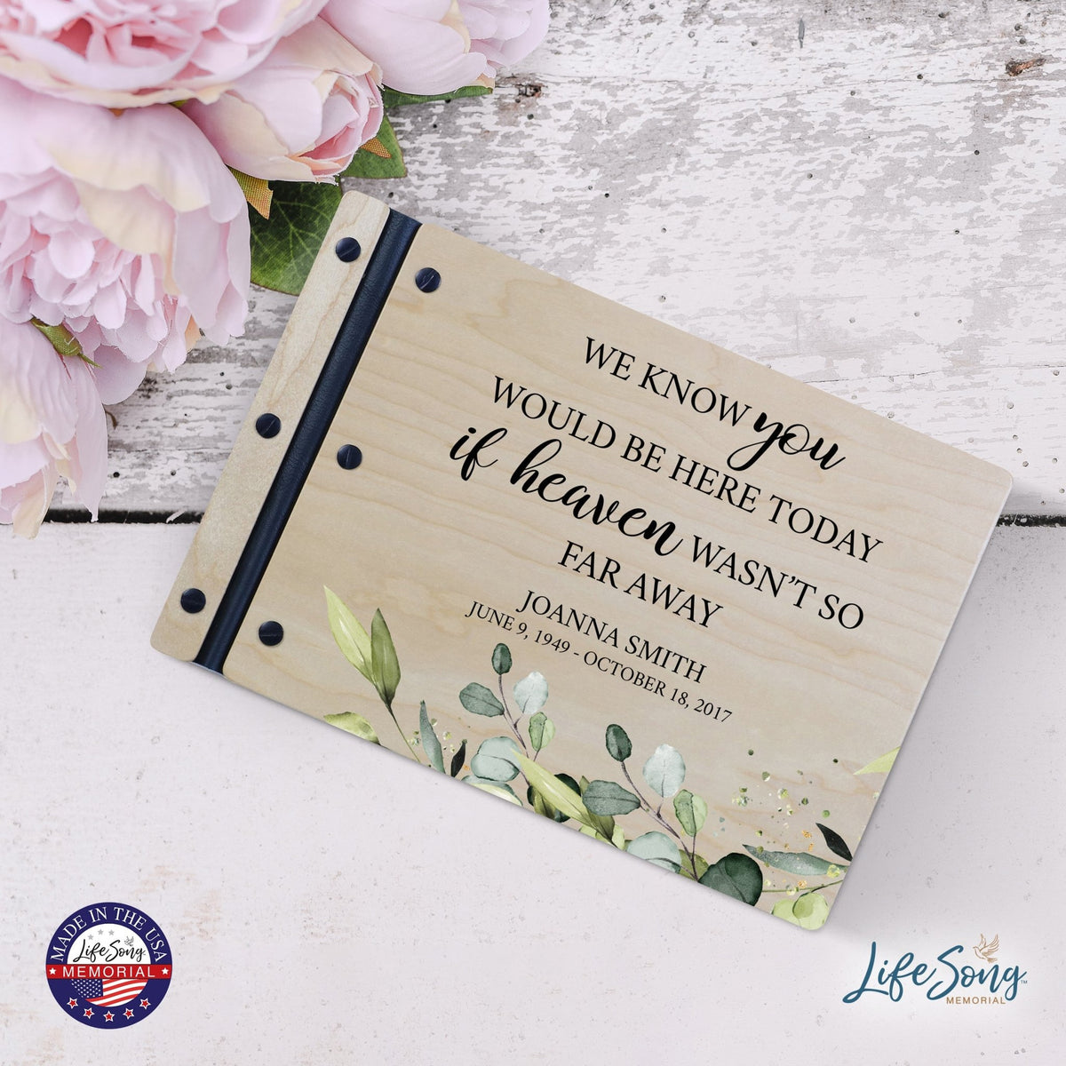 Personalized Medium Wooden Memorial Guestbook 12.375x8.5 - We Know You Would - LifeSong Milestones