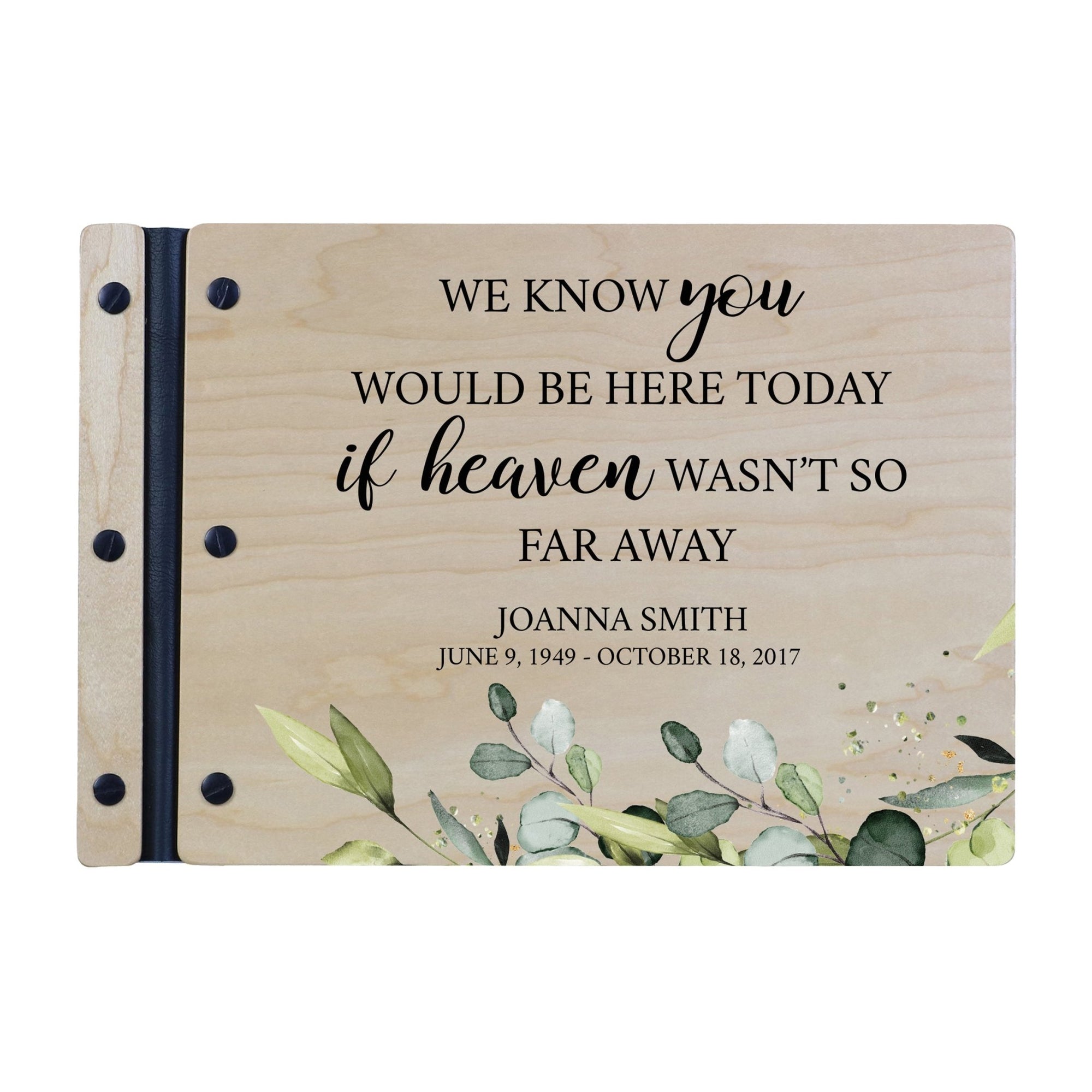 Personalized Medium Wooden Memorial Guestbook 12.375x8.5 - We Know You Would - LifeSong Milestones