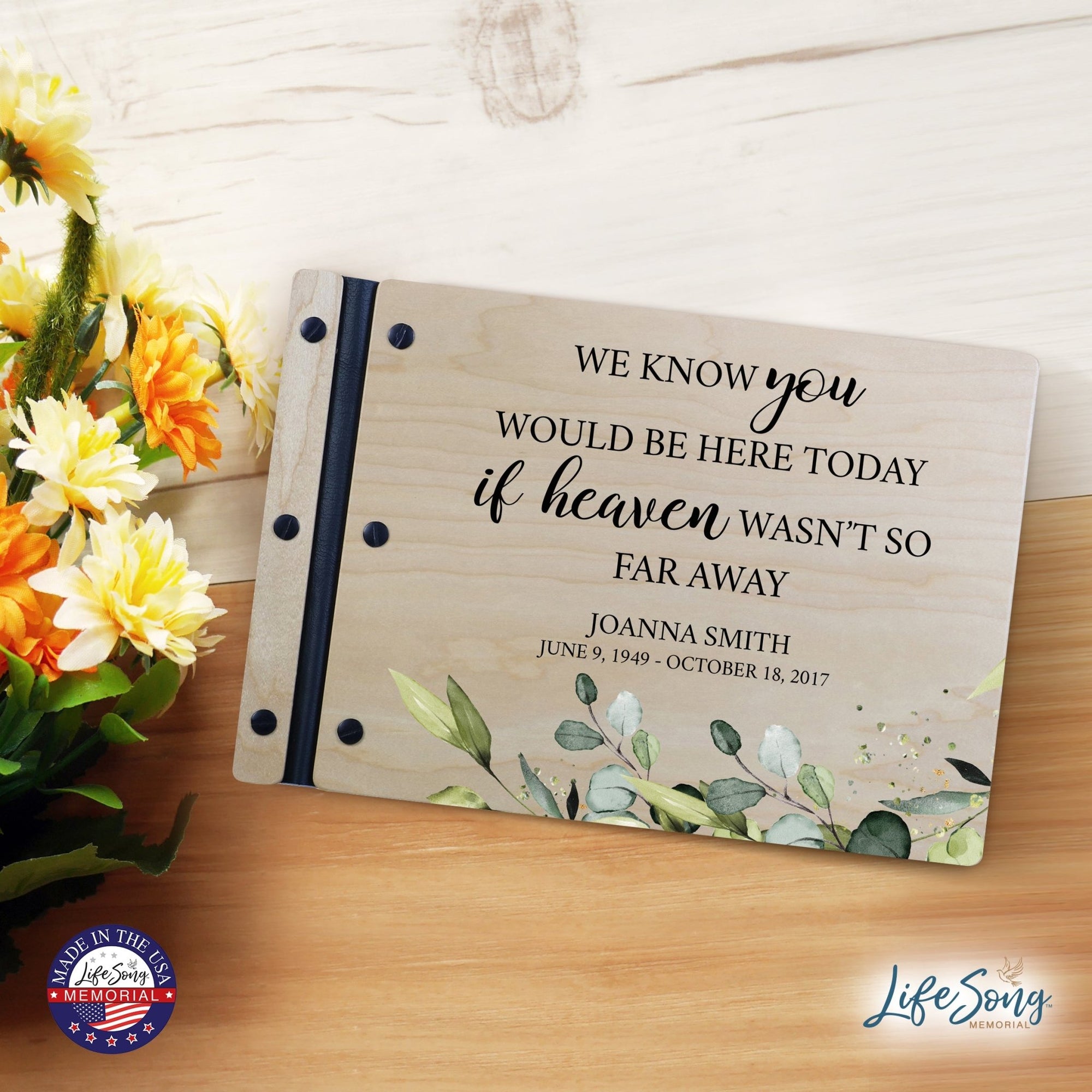 Personalized Medium Wooden Memorial Guestbook 12.375x8.5 - We Know You Would - LifeSong Milestones