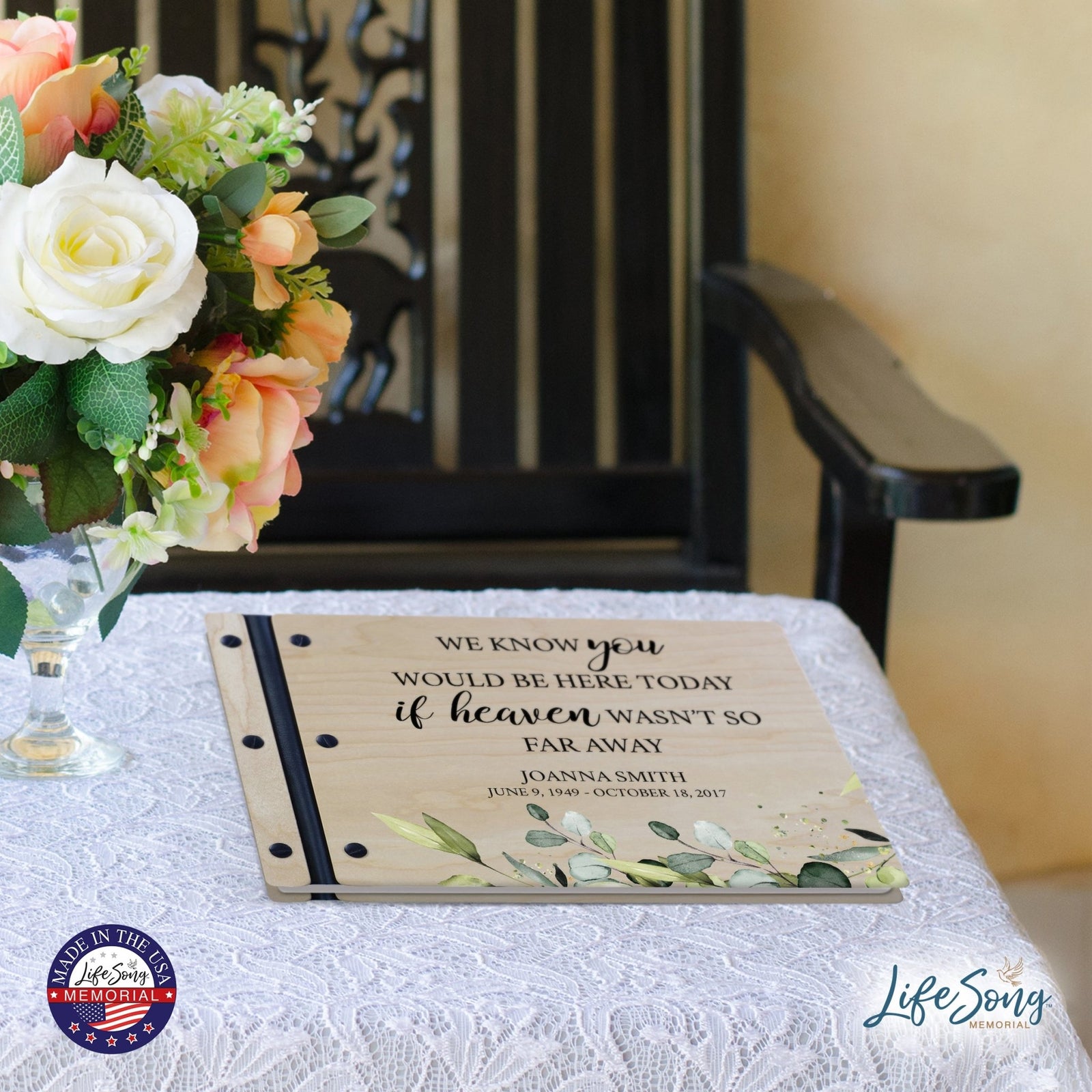 Personalized Medium Wooden Memorial Guestbook 12.375x8.5 - We Know You Would - LifeSong Milestones