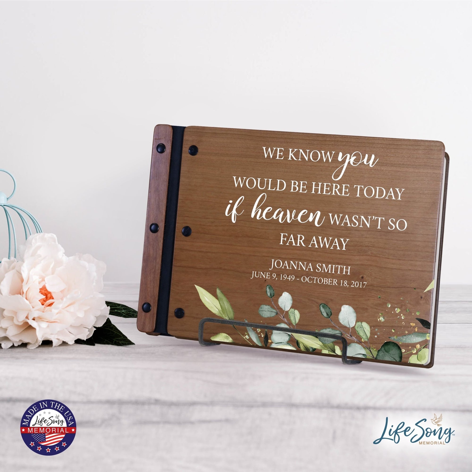 Personalized Medium Wooden Memorial Guestbook 12.375x8.5 - We Know You Would - LifeSong Milestones