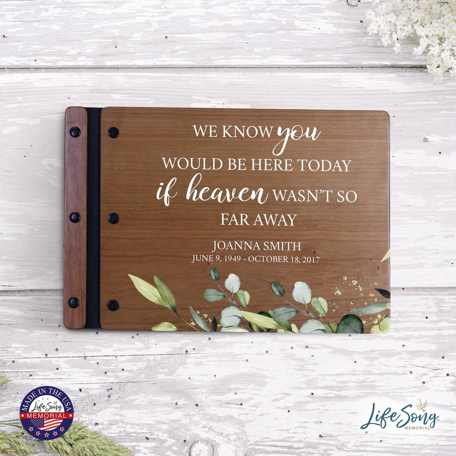 Personalized Medium Wooden Memorial Guestbook 12.375x8.5 - We Know You Would - LifeSong Milestones