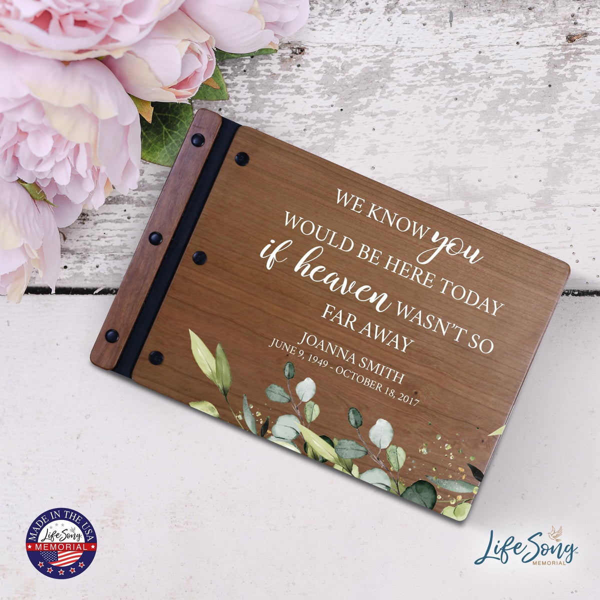 Personalized Medium Wooden Memorial Guestbook 12.375x8.5 - We Know You Would - LifeSong Milestones