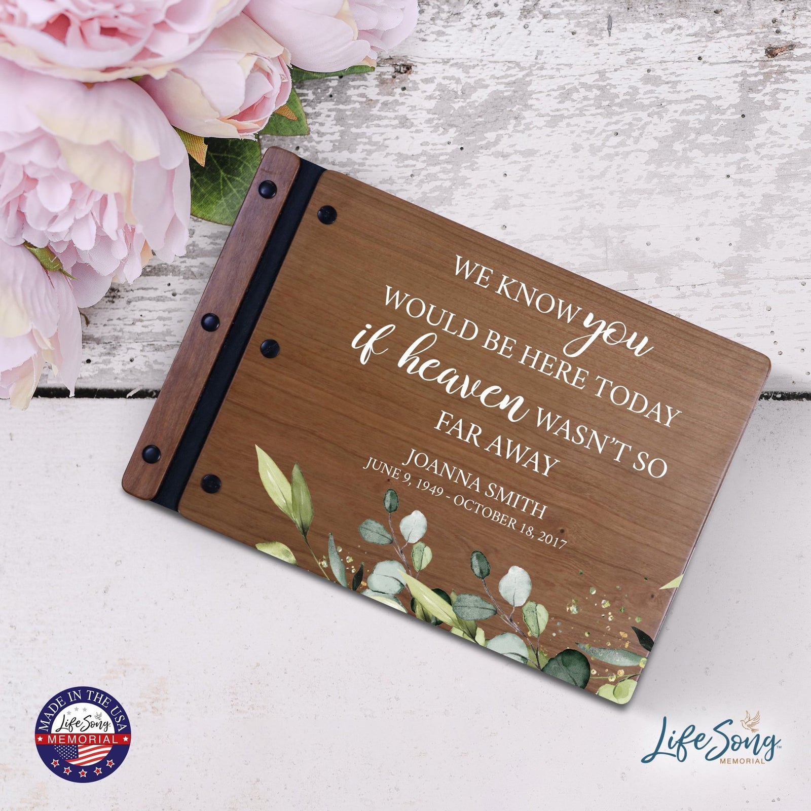 Personalized Medium Wooden Memorial Guestbook 12.375x8.5 - We Know You Would - LifeSong Milestones