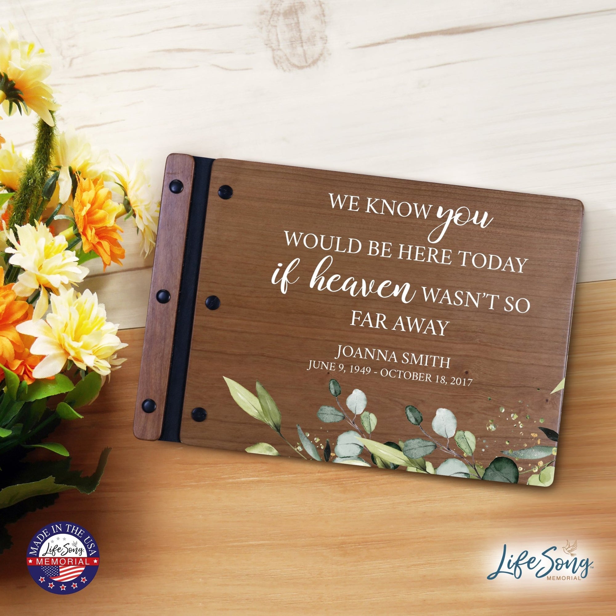 Personalized Medium Wooden Memorial Guestbook 12.375x8.5 - We Know You Would - LifeSong Milestones