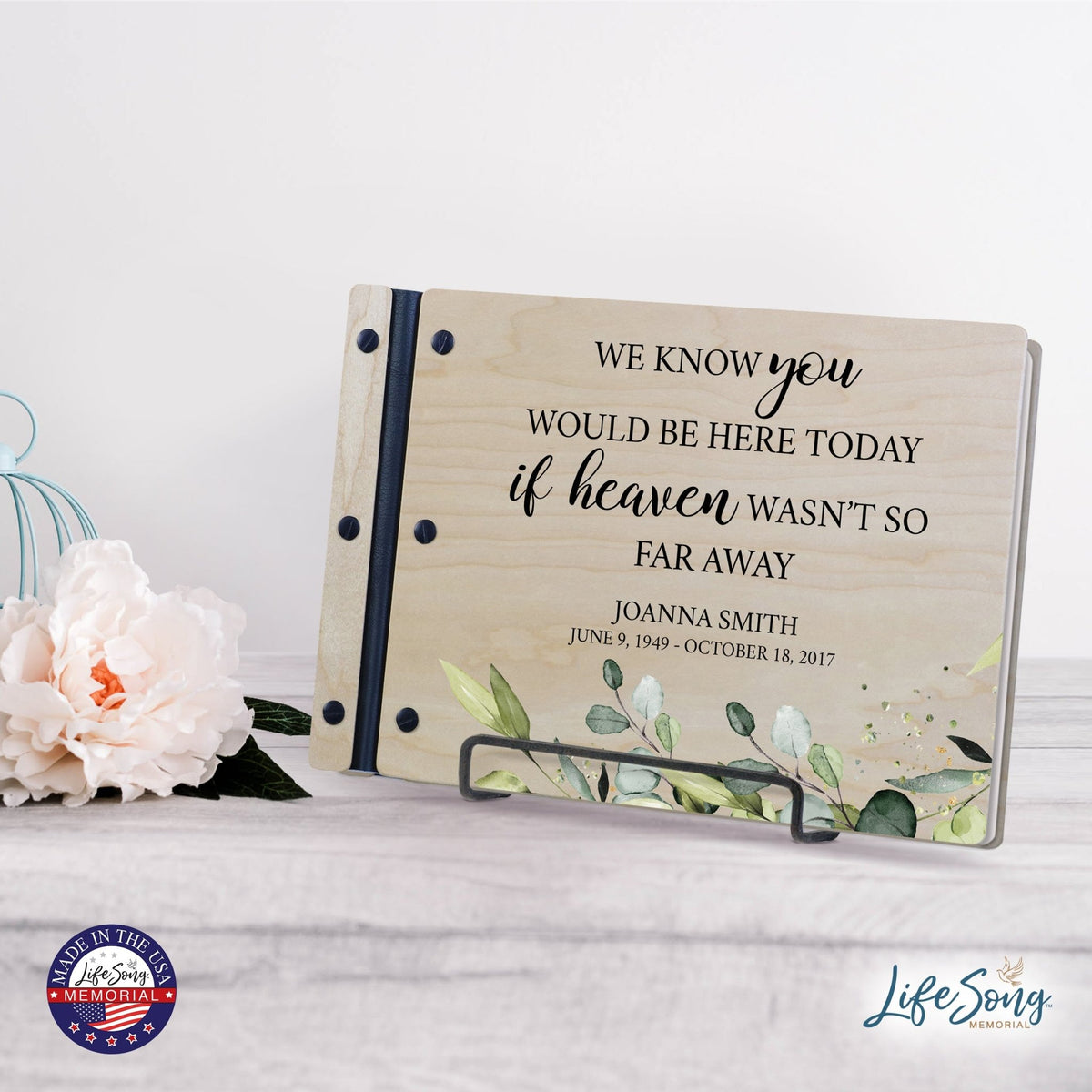 Personalized Medium Wooden Memorial Guestbook 12.375x8.5 - We Know You Would - LifeSong Milestones