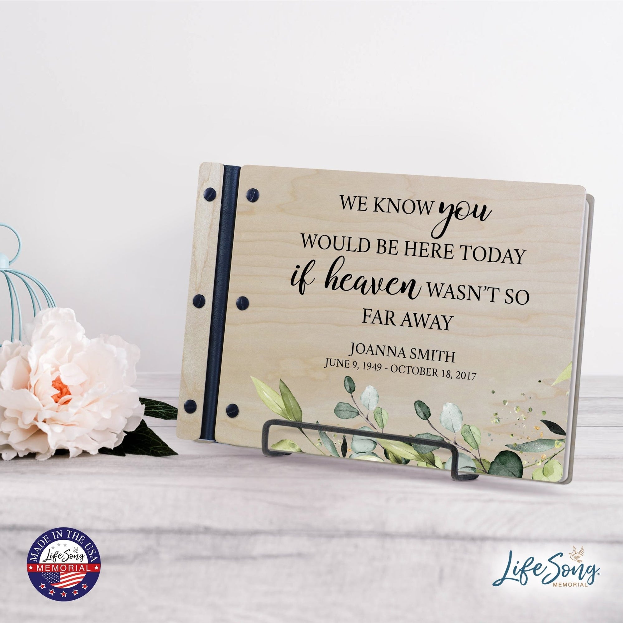 Personalized Medium Wooden Memorial Guestbook 12.375x8.5 - We Know You Would - LifeSong Milestones