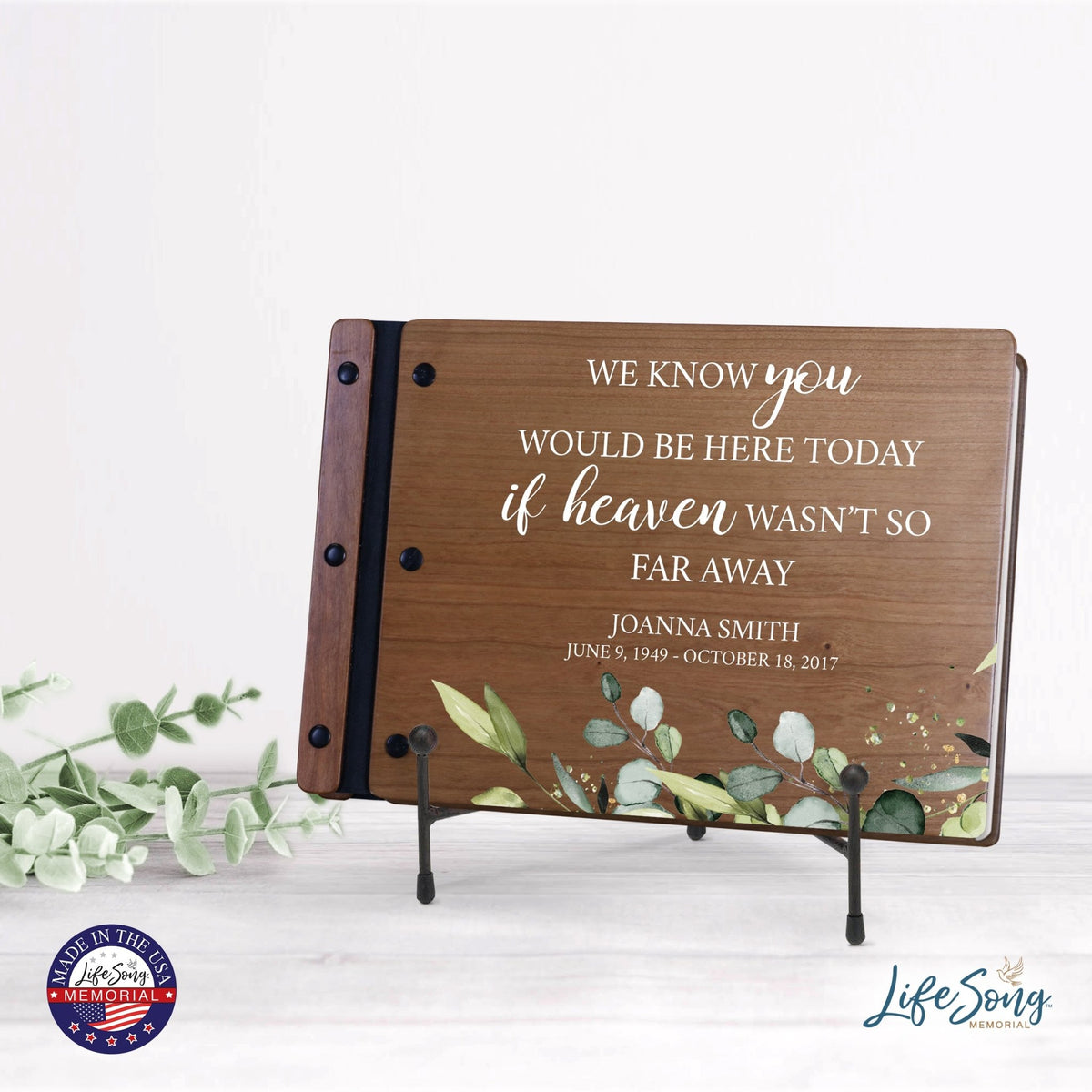 Personalized Medium Wooden Memorial Guestbook 12.375x8.5 - We Know You Would - LifeSong Milestones