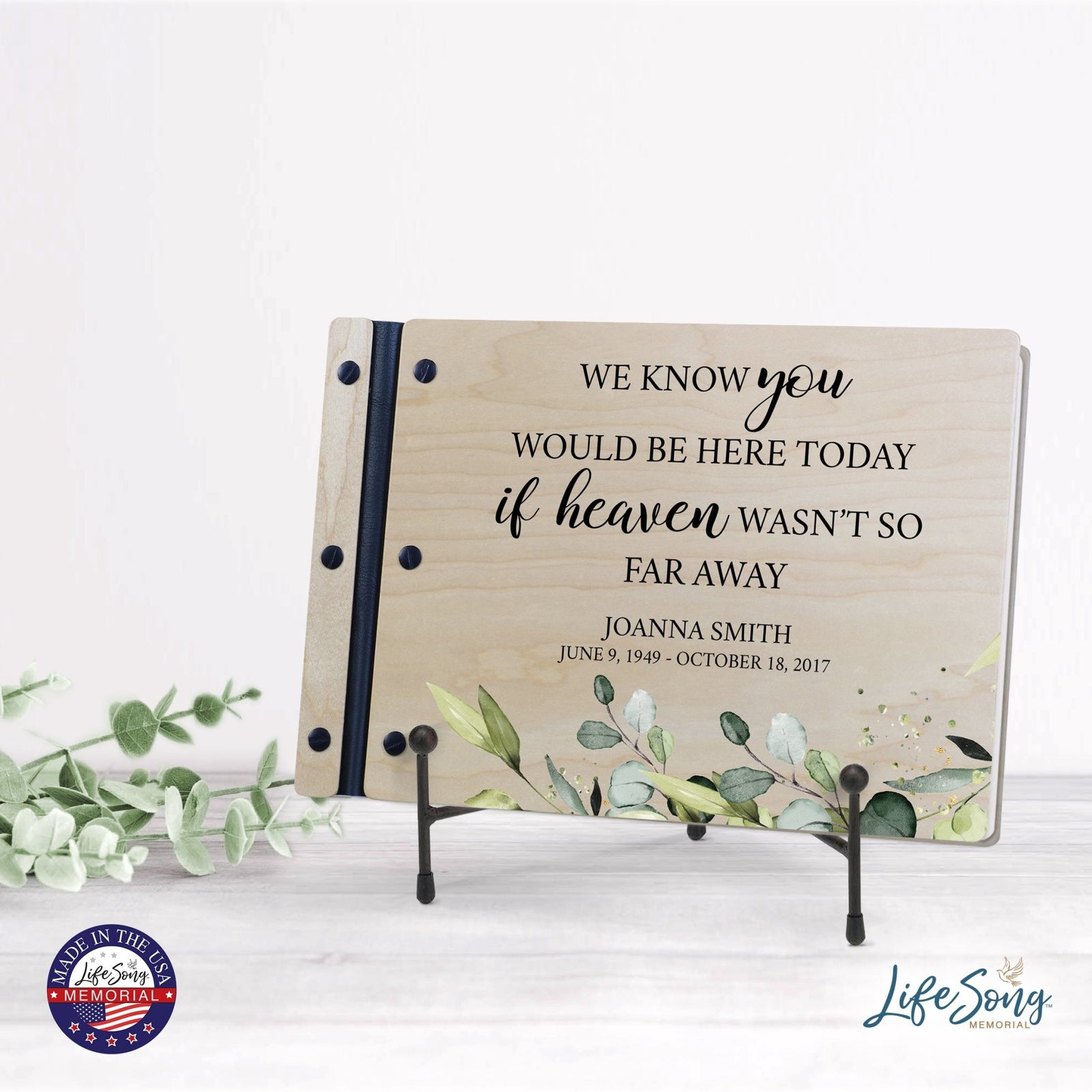 Personalized Medium Wooden Memorial Guestbook 12.375x8.5 - We Know You Would - LifeSong Milestones