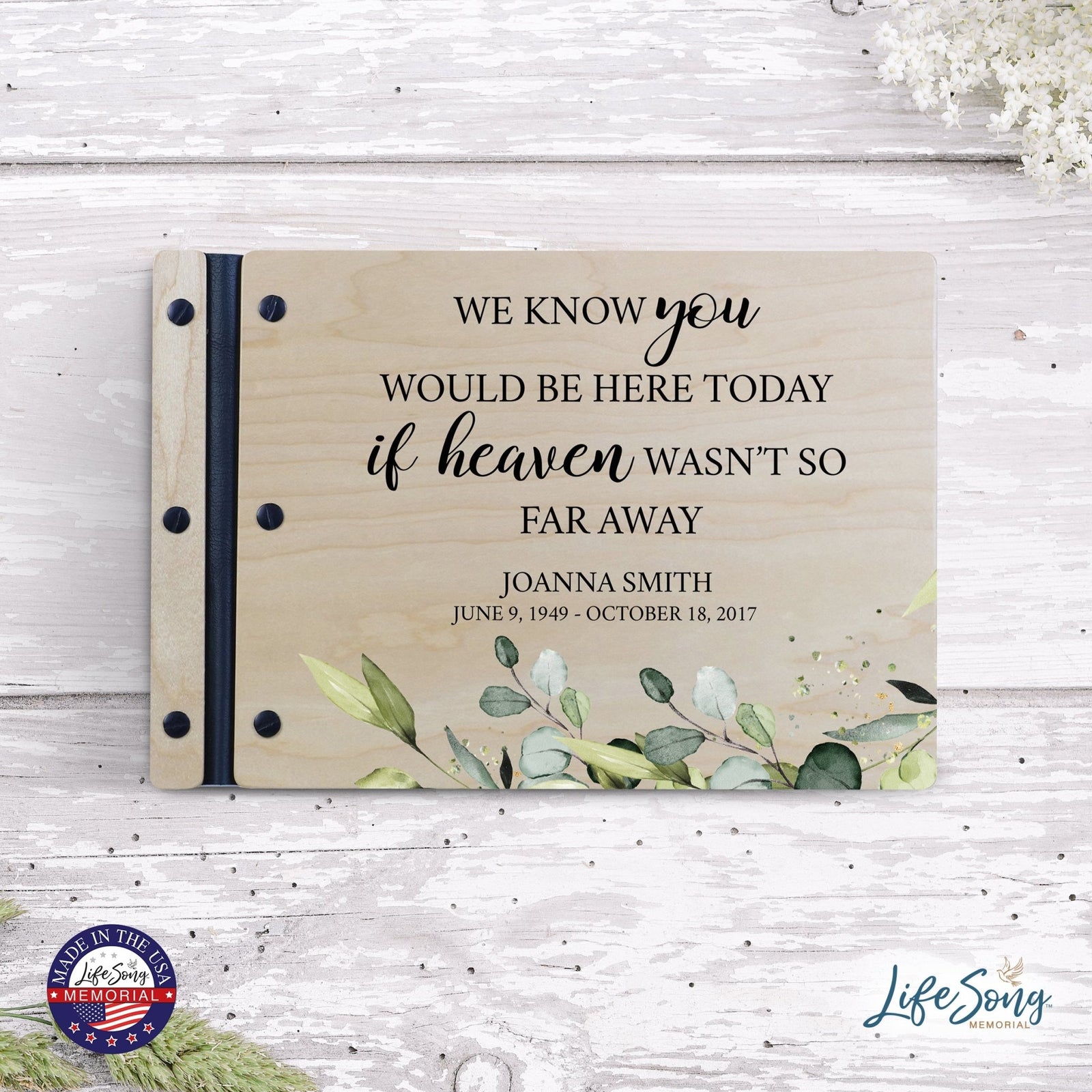 Personalized Medium Wooden Memorial Guestbook 12.375x8.5 - We Know You Would - LifeSong Milestones