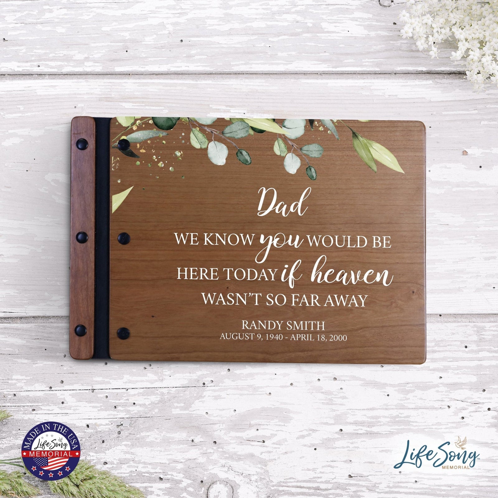 Personalized Medium Wooden Memorial Guestbook 12.375x8.5 - We Know You Would (Cherry) - LifeSong Milestones