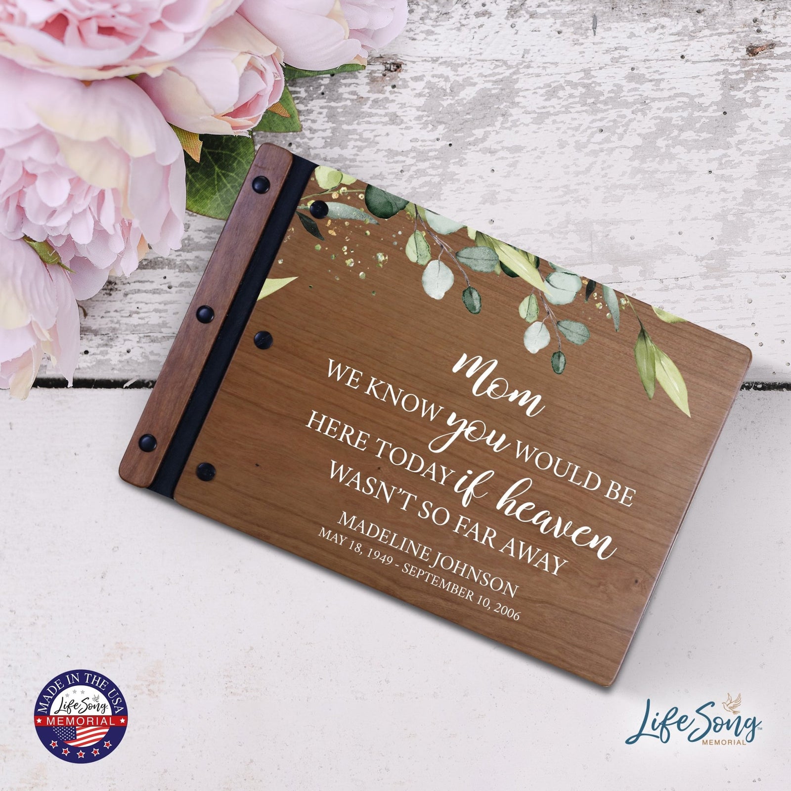 Personalized Medium Wooden Memorial Guestbook 12.375x8.5 - We Know You Would (Cherry) - LifeSong Milestones