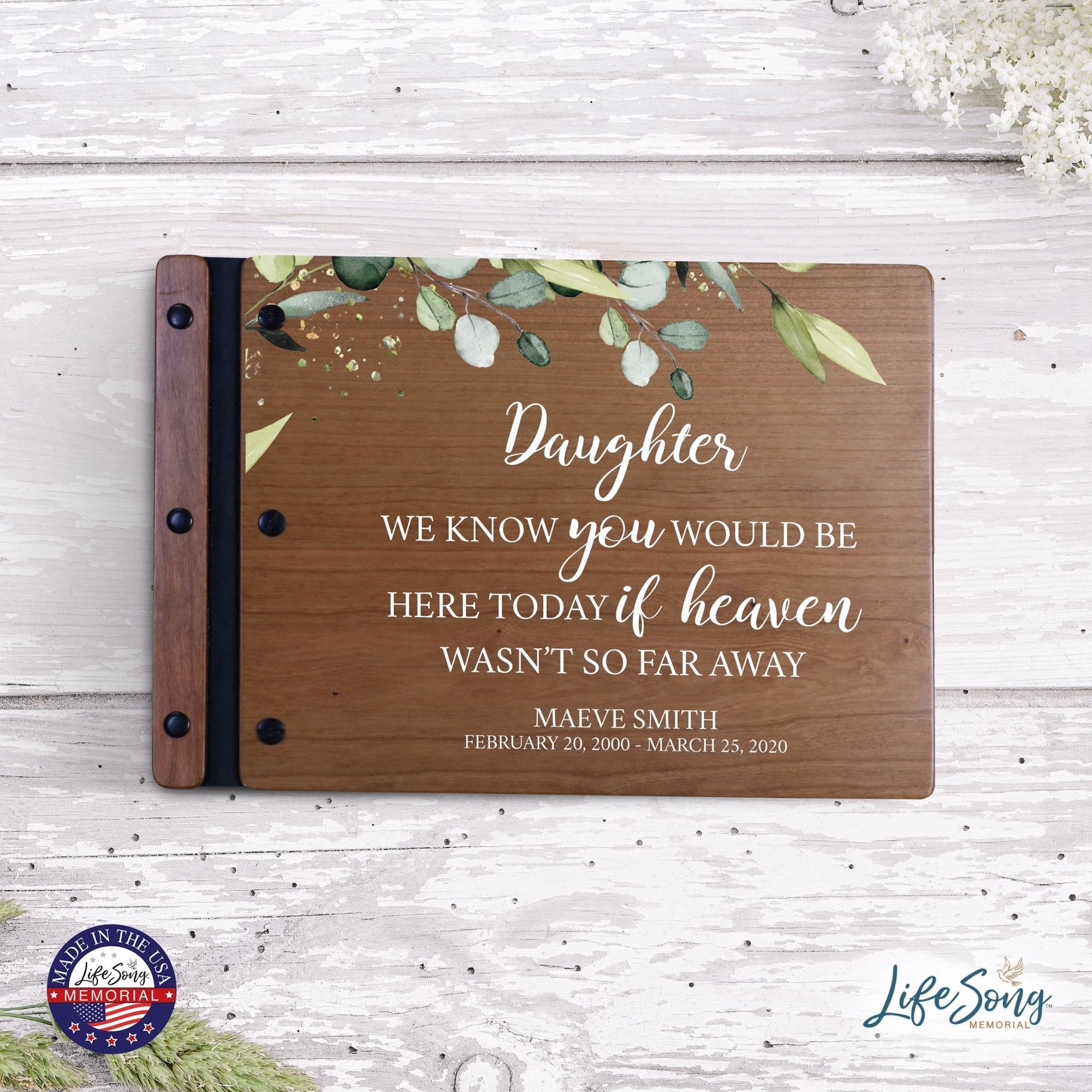 Personalized Medium Wooden Memorial Guestbook 12.375x8.5 - We Know You Would (Cherry) - LifeSong Milestones