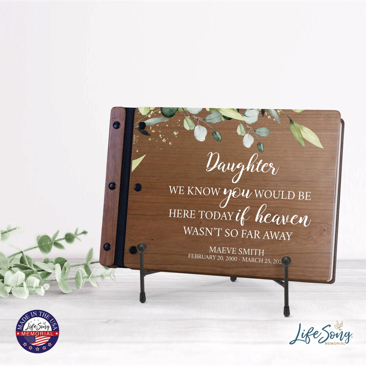 Personalized Medium Wooden Memorial Guestbook 12.375x8.5 - We Know You Would (Cherry) - LifeSong Milestones
