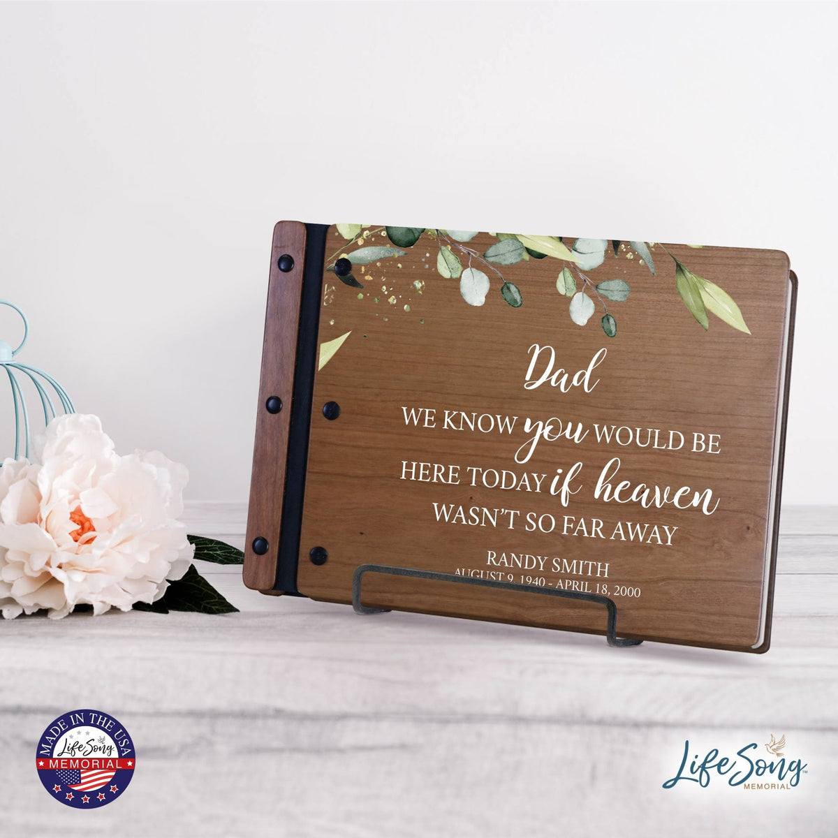 Personalized Medium Wooden Memorial Guestbook 12.375x8.5 - We Know You Would (Cherry) - LifeSong Milestones