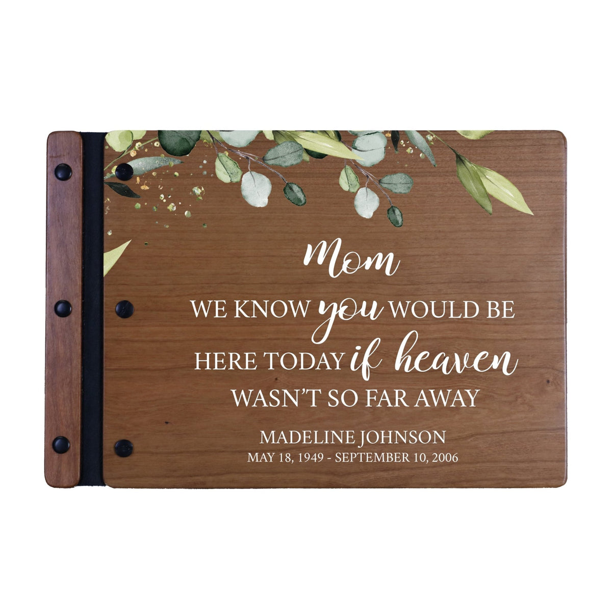 Personalized Medium Wooden Memorial Guestbook 12.375x8.5 - We Know You Would (Cherry) - LifeSong Milestones
