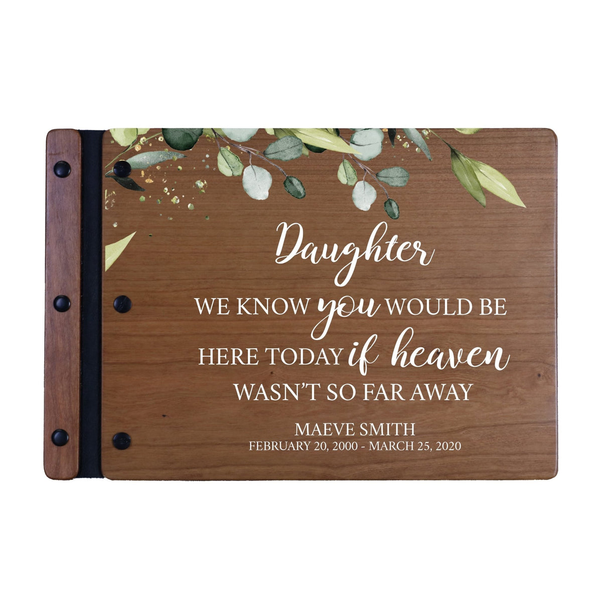 Personalized Medium Wooden Memorial Guestbook 12.375x8.5 - We Know You Would (Cherry) - LifeSong Milestones