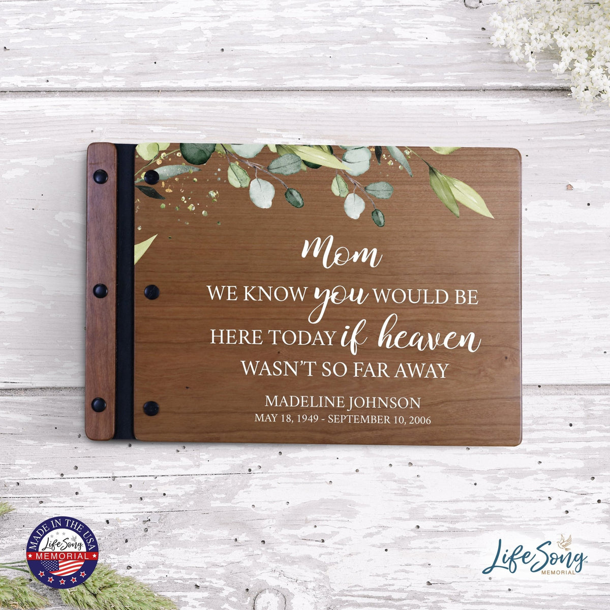 Personalized Medium Wooden Memorial Guestbook 12.375x8.5 - We Know You Would (Cherry) - LifeSong Milestones