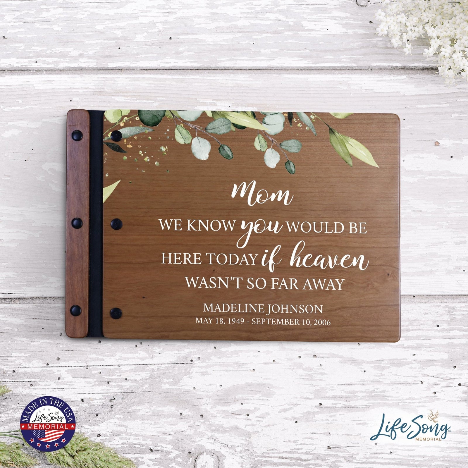 Personalized Medium Wooden Memorial Guestbook 12.375x8.5 - We Know You Would (Cherry) - LifeSong Milestones