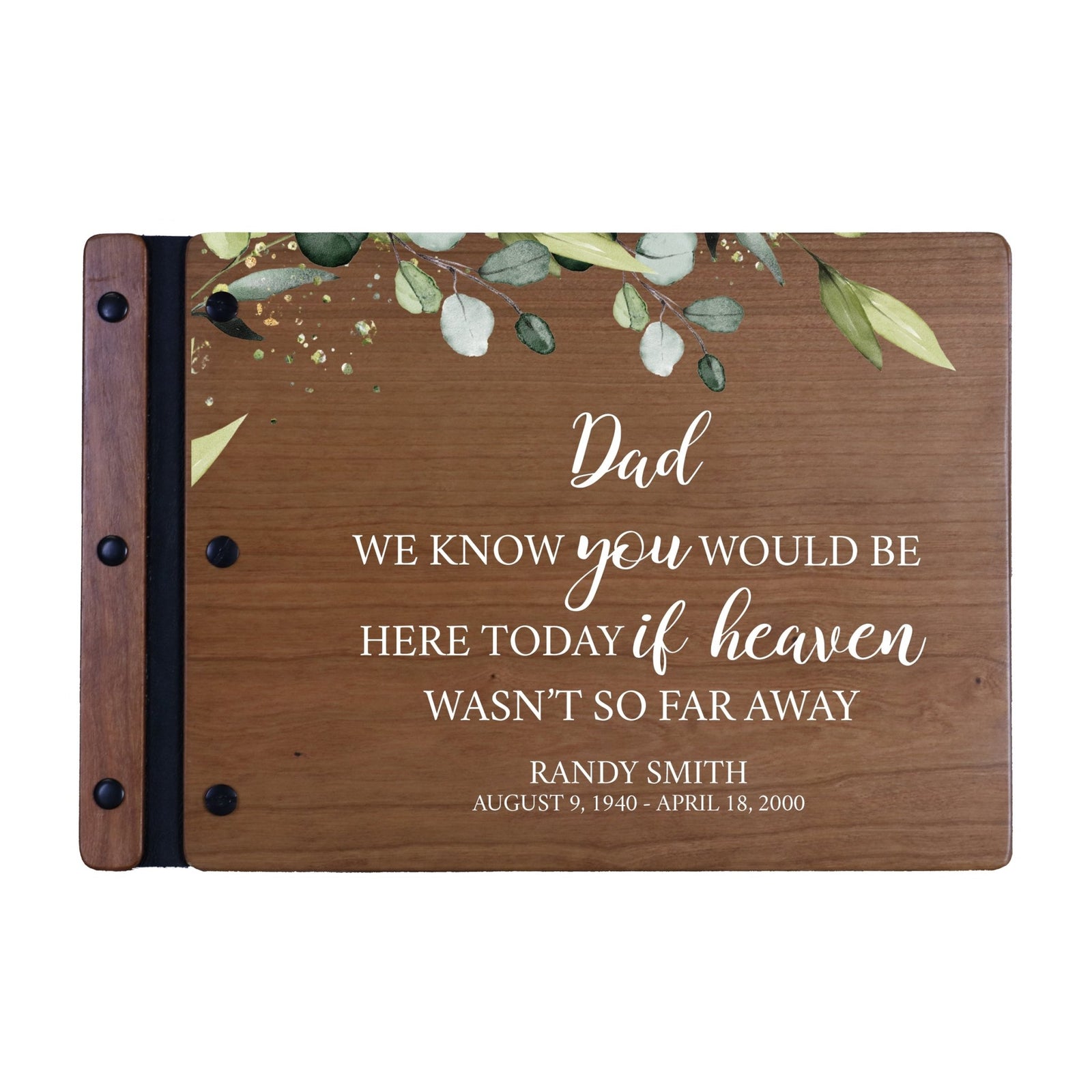 Personalized Medium Wooden Memorial Guestbook 12.375x8.5 - We Know You Would (Cherry) - LifeSong Milestones