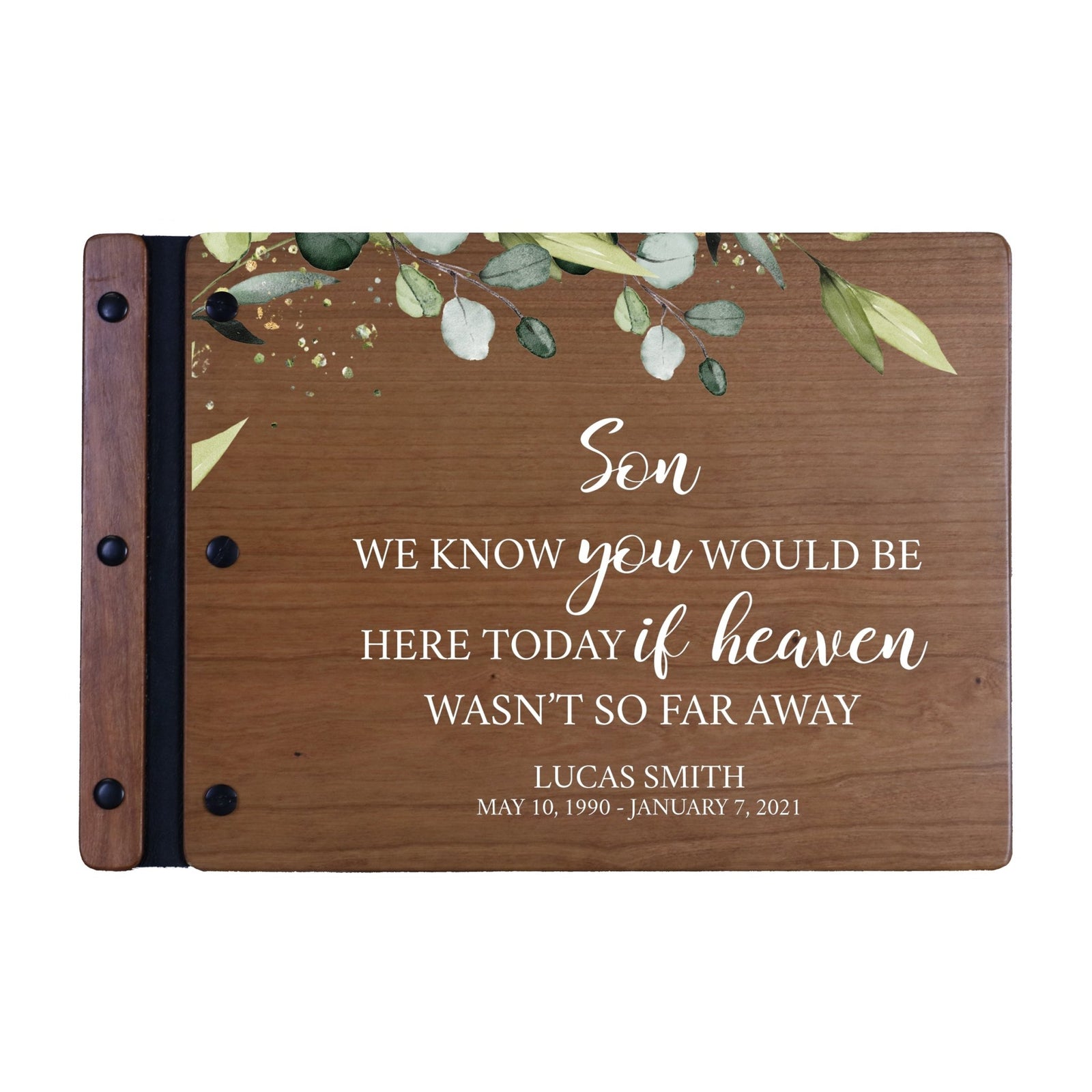 Personalized Medium Wooden Memorial Guestbook 12.375x8.5 - We Know You Would (Cherry) - LifeSong Milestones