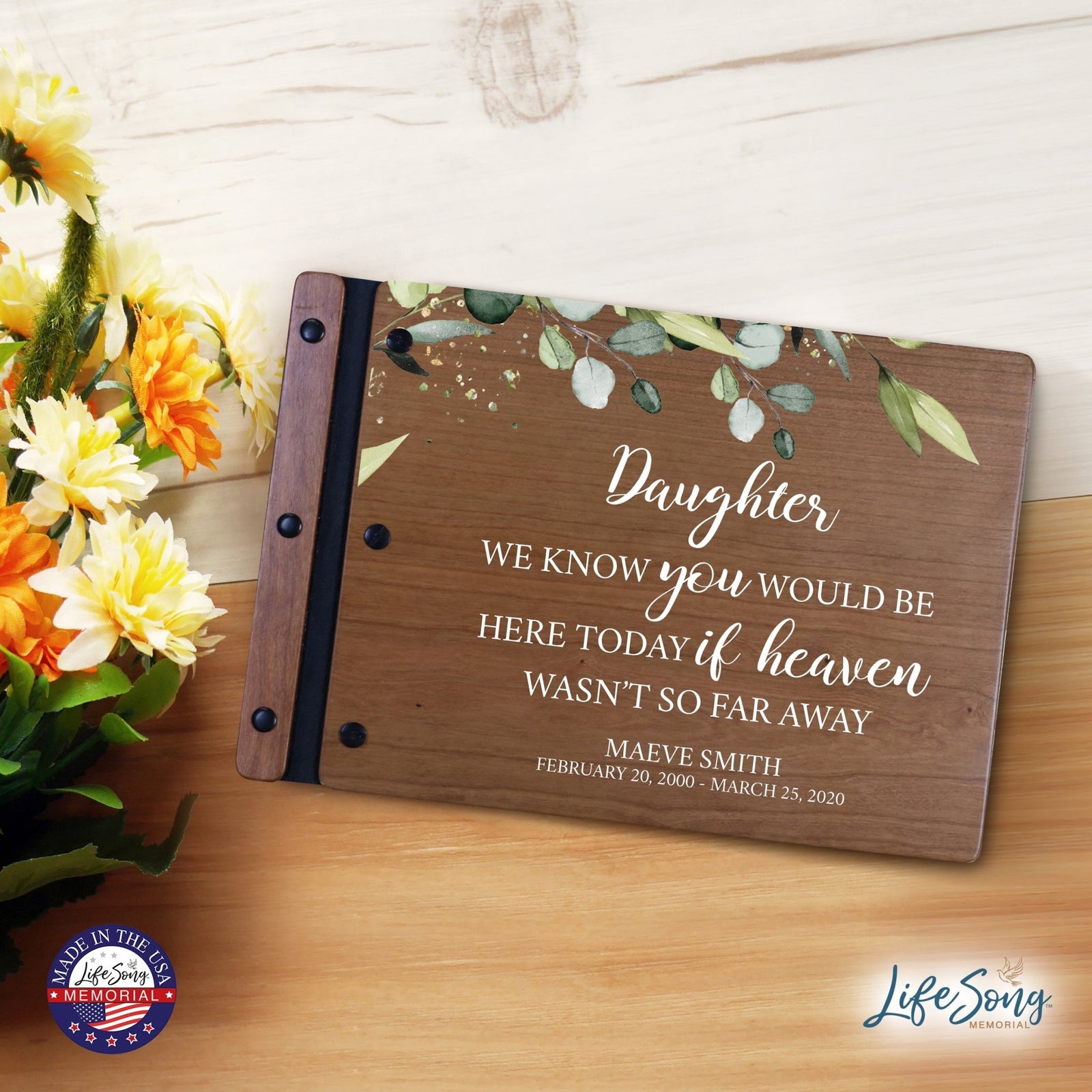 Personalized Medium Wooden Memorial Guestbook 12.375x8.5 - We Know You Would (Cherry) - LifeSong Milestones