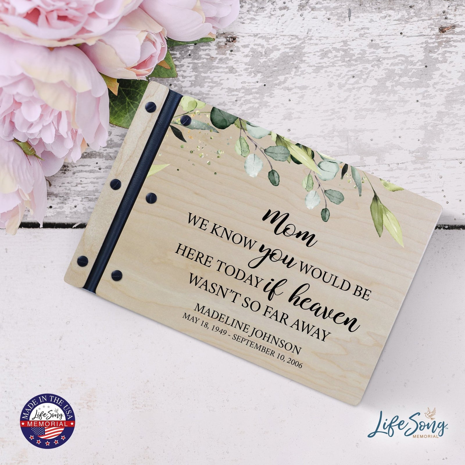 Personalized Medium Wooden Memorial Guestbook 12.375x8.5 - We Know You Would (Ivory) - LifeSong Milestones