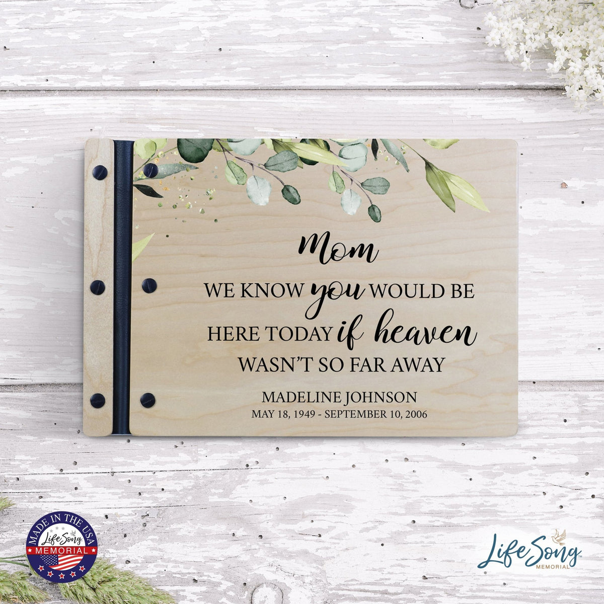 Personalized Medium Wooden Memorial Guestbook 12.375x8.5 - We Know You Would (Ivory) - LifeSong Milestones