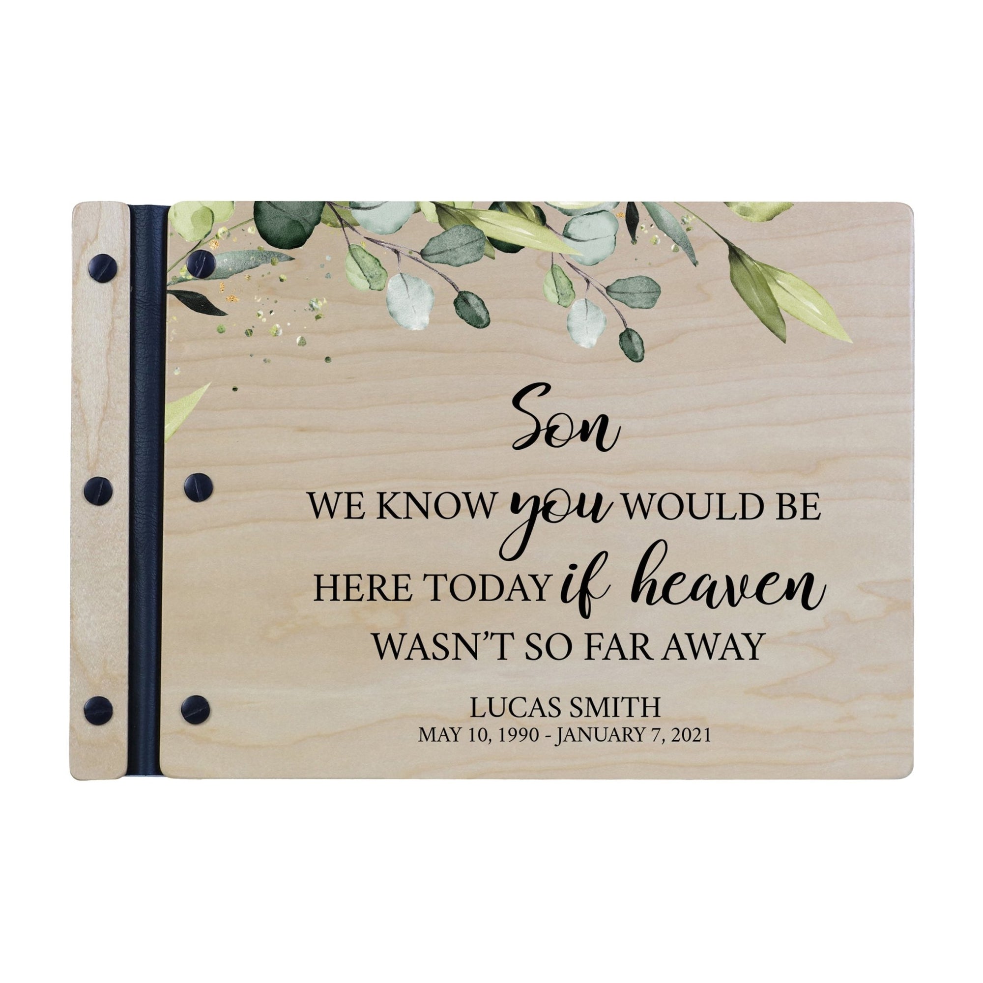 Personalized Medium Wooden Memorial Guestbook 12.375x8.5 - We Know You Would (Ivory) - LifeSong Milestones