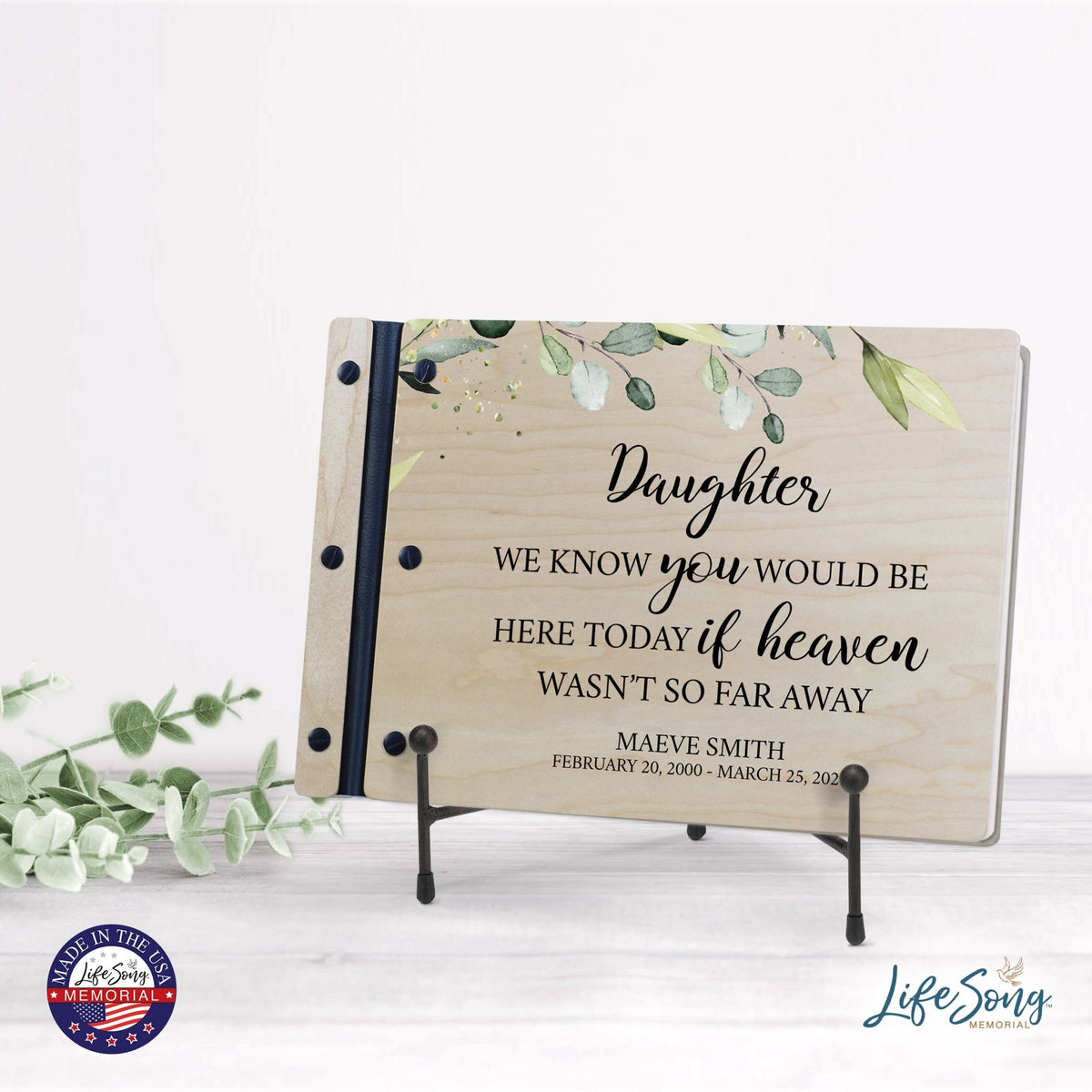 Personalized Medium Wooden Memorial Guestbook 12.375x8.5 - We Know You Would (Ivory) - LifeSong Milestones