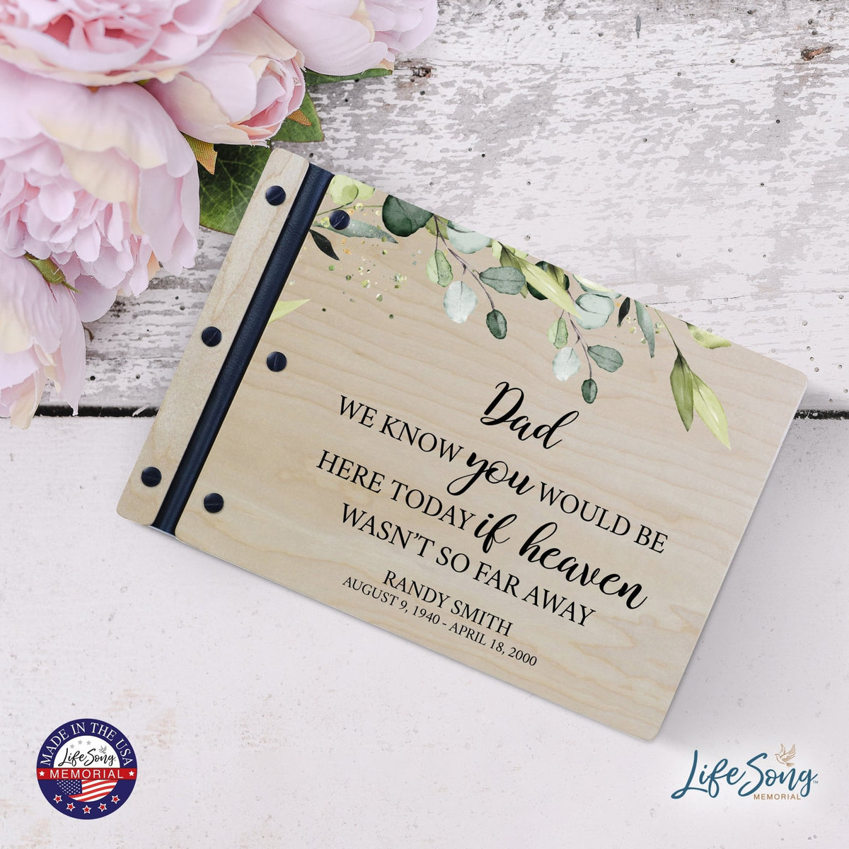 Personalized Medium Wooden Memorial Guestbook 12.375x8.5 - We Know You Would (Ivory) - LifeSong Milestones