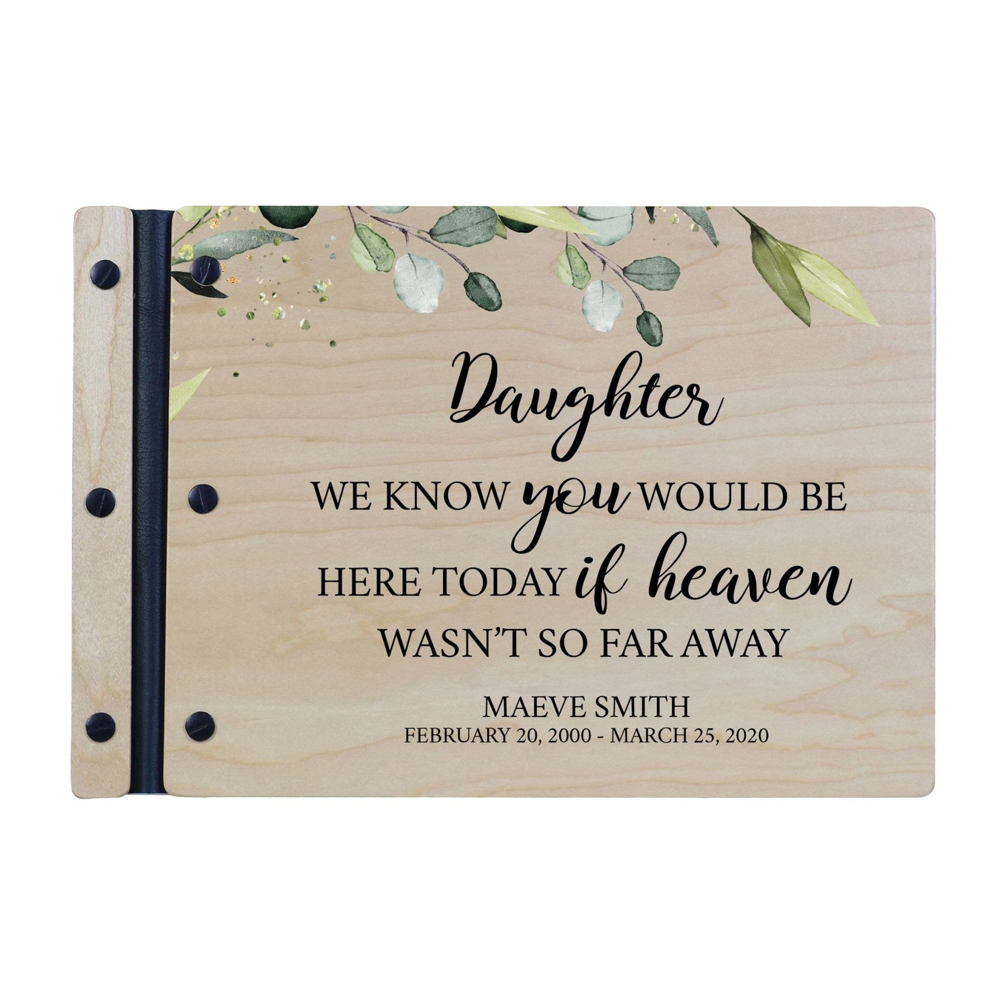 Personalized Medium Wooden Memorial Guestbook 12.375x8.5 - We Know You Would (Ivory) - LifeSong Milestones