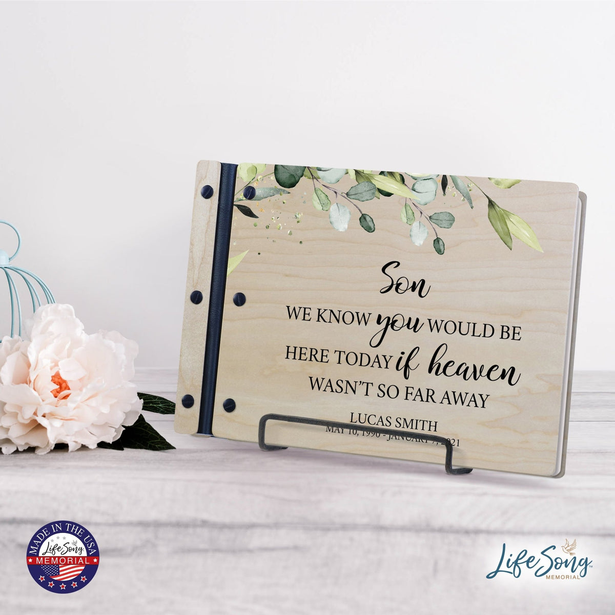 Personalized Medium Wooden Memorial Guestbook 12.375x8.5 - We Know You Would (Ivory) - LifeSong Milestones