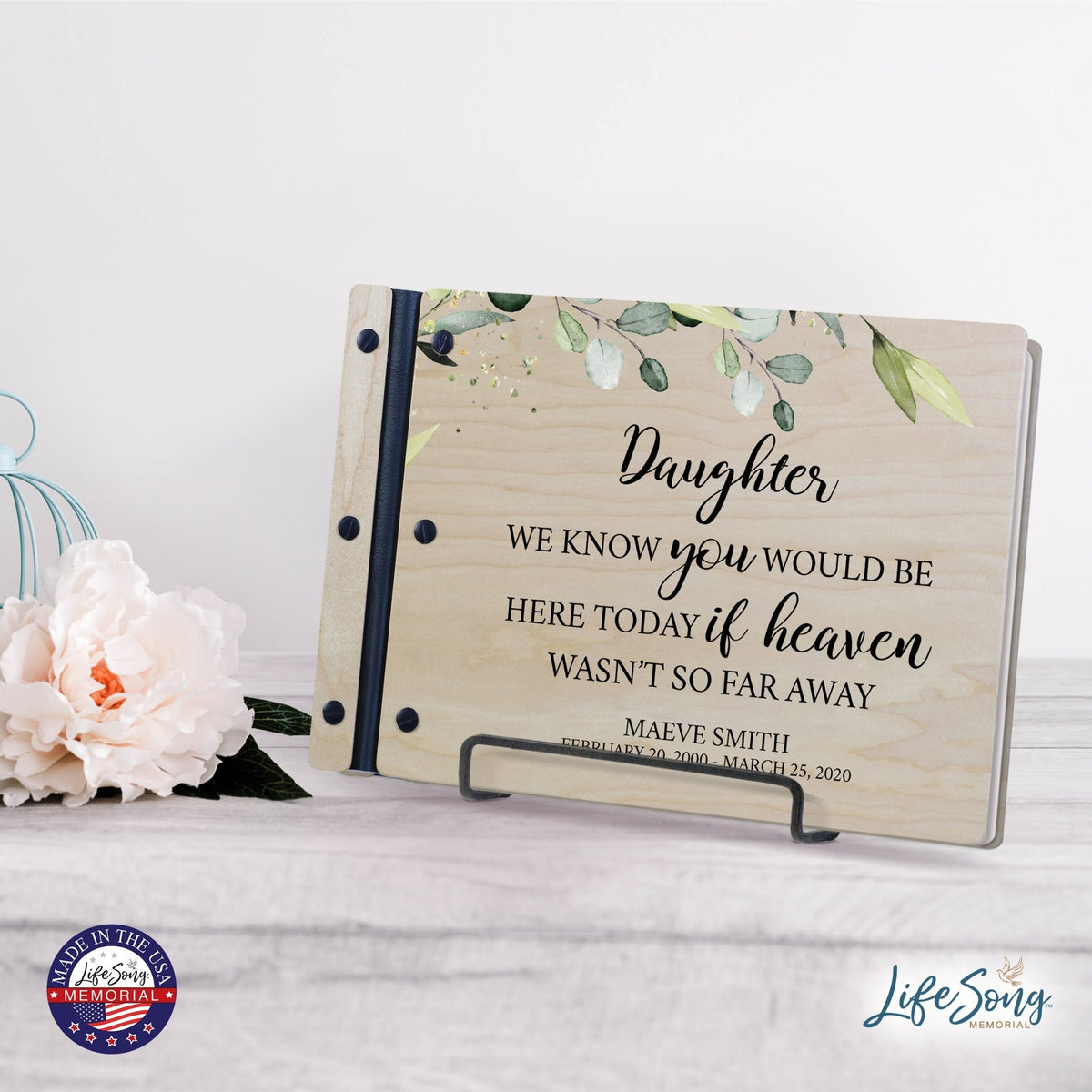 Personalized Medium Wooden Memorial Guestbook 12.375x8.5 - We Know You Would (Ivory) - LifeSong Milestones