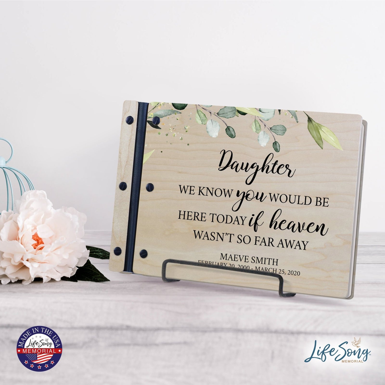 Personalized Medium Wooden Memorial Guestbook 12.375x8.5 - We Know You Would (Ivory) - LifeSong Milestones