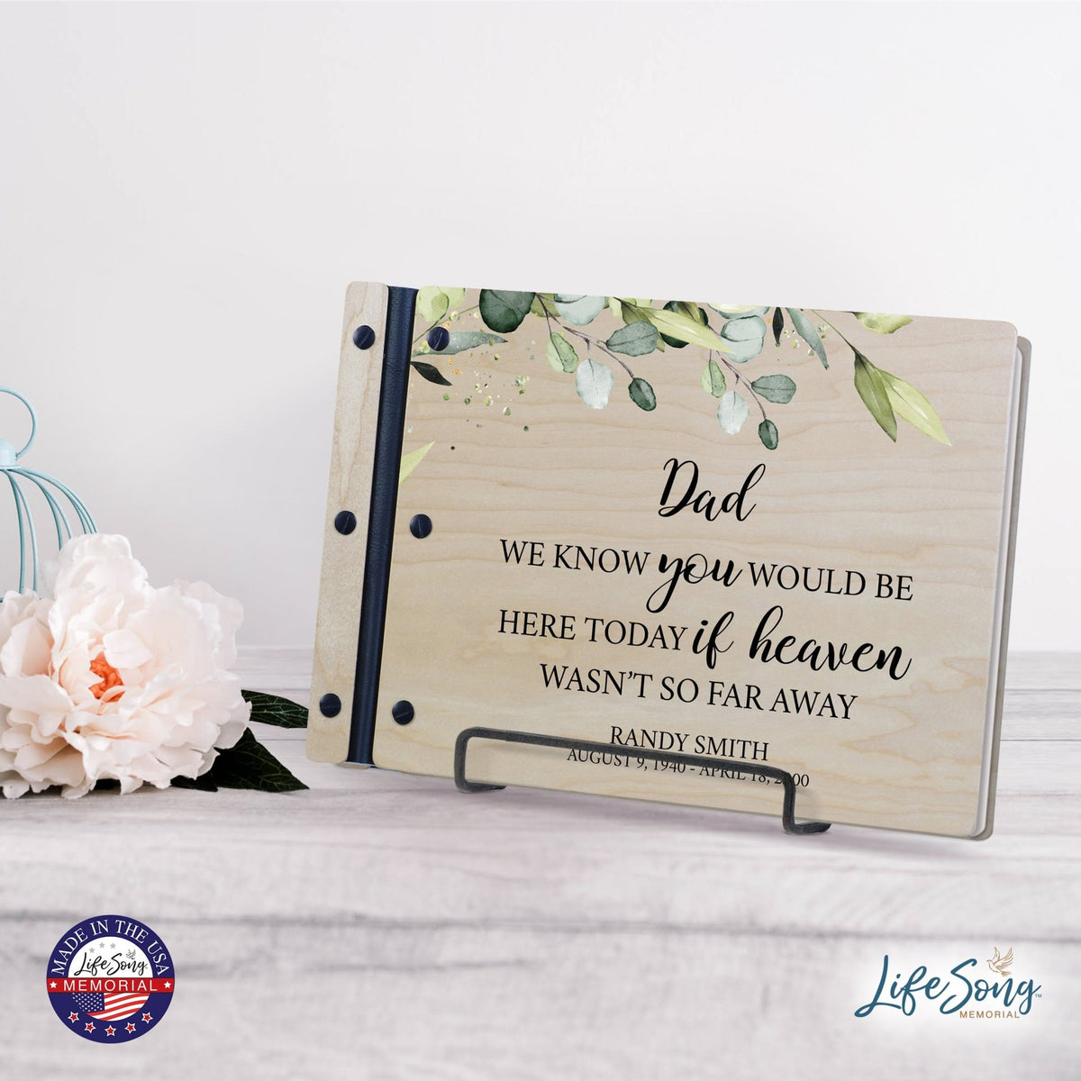 Personalized Medium Wooden Memorial Guestbook 12.375x8.5 - We Know You Would (Ivory) - LifeSong Milestones