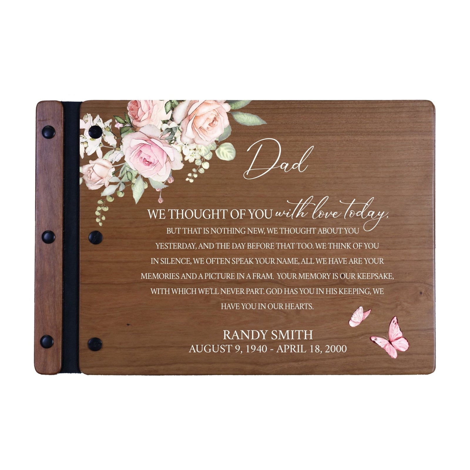 Personalized Medium Wooden Memorial Guestbook 12.375x8.5 - We Thought Of You (Cherry) - LifeSong Milestones
