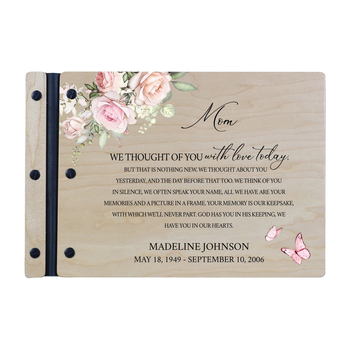 Personalized Medium Wooden Memorial Guestbook 12.375x8.5 - We Thought Of You (Ivory) - LifeSong Milestones