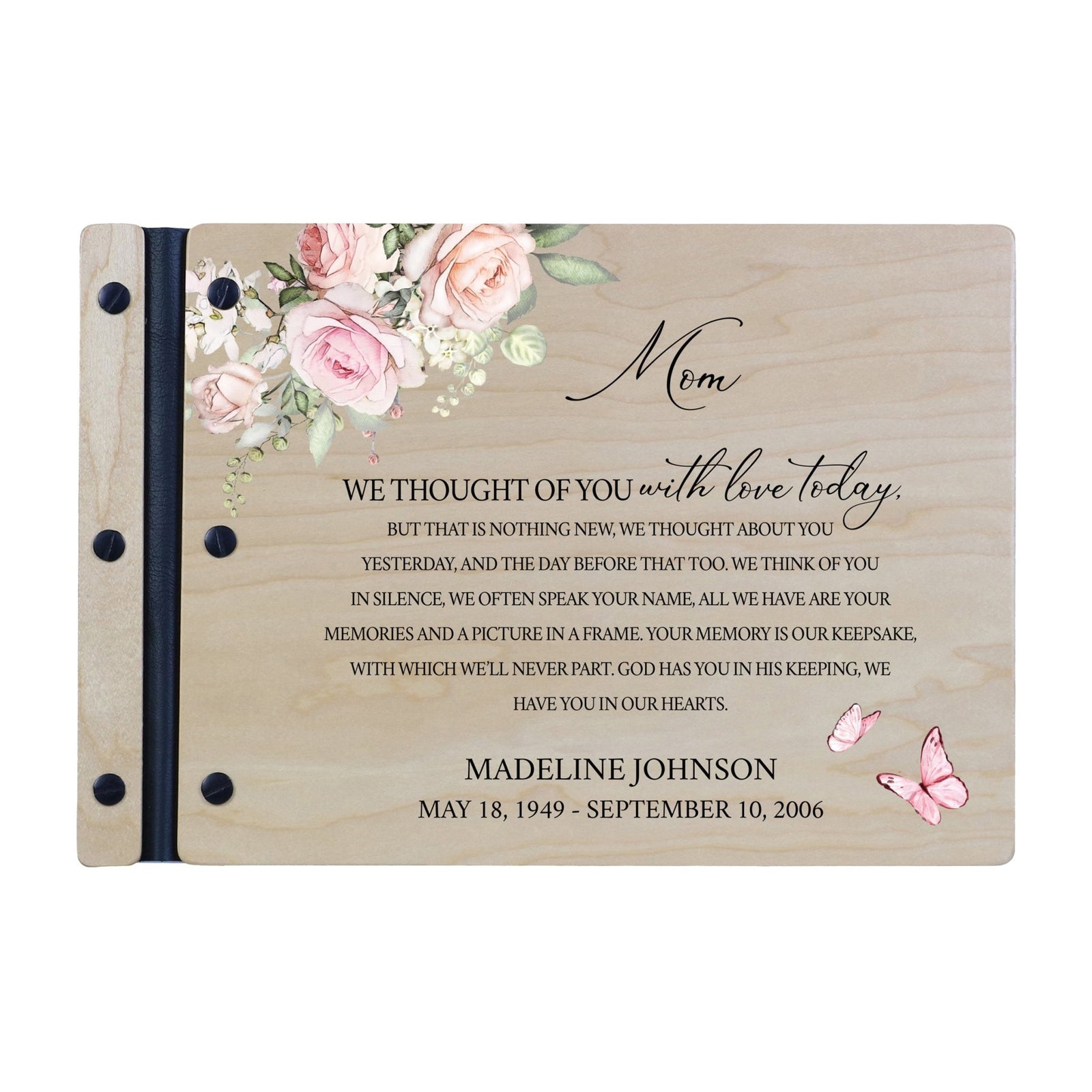 Personalized Medium Wooden Memorial Guestbook 12.375x8.5 - We Thought Of You (Ivory) - LifeSong Milestones