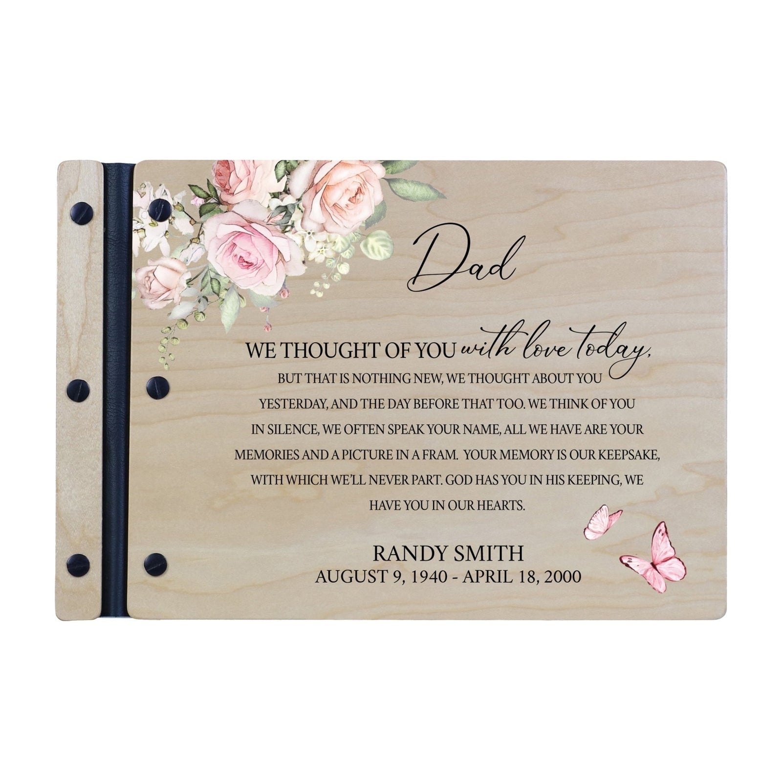Personalized Medium Wooden Memorial Guestbook 12.375x8.5 - We Thought Of You (Ivory) - LifeSong Milestones