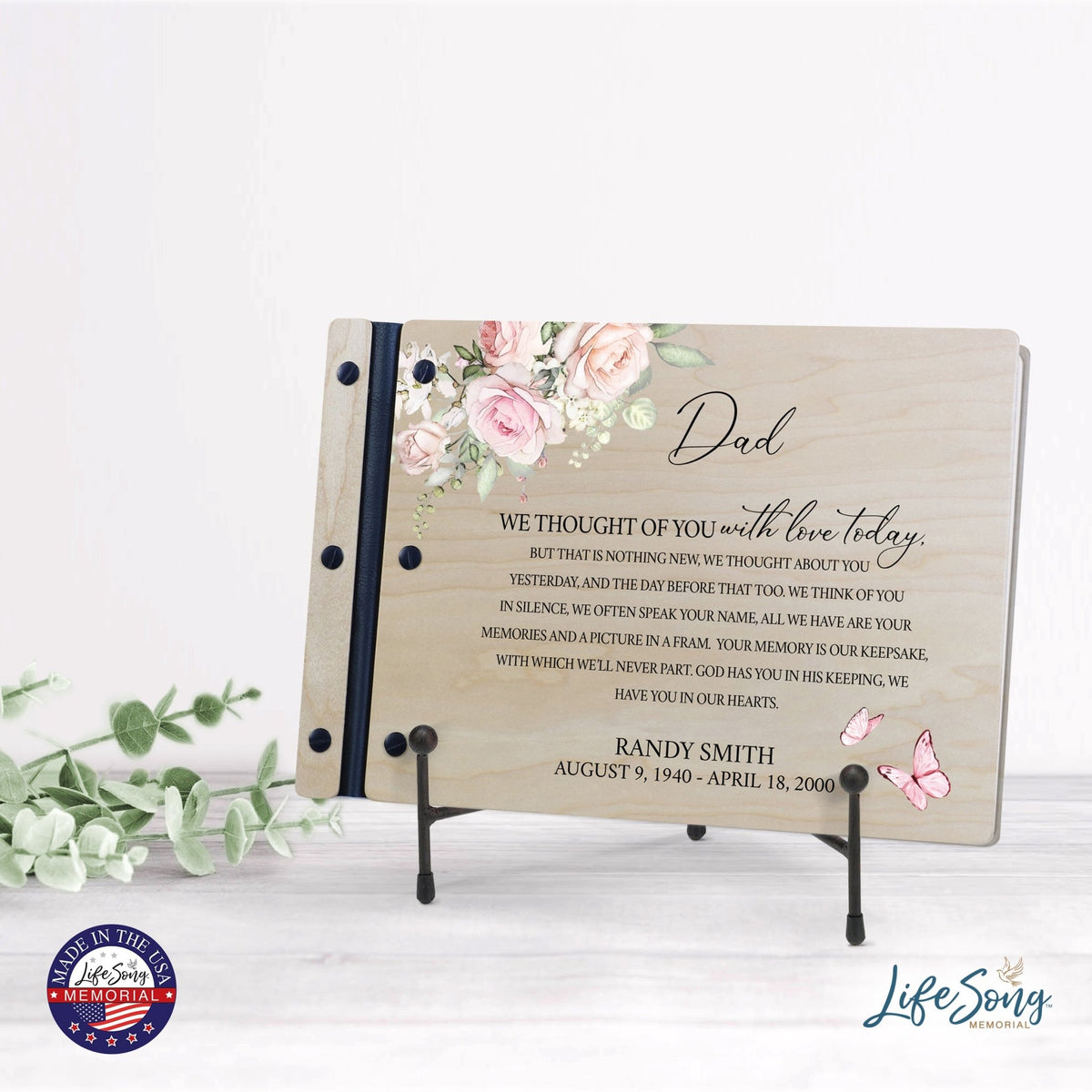 Personalized Medium Wooden Memorial Guestbook 12.375x8.5 - We Thought Of You (Ivory) - LifeSong Milestones