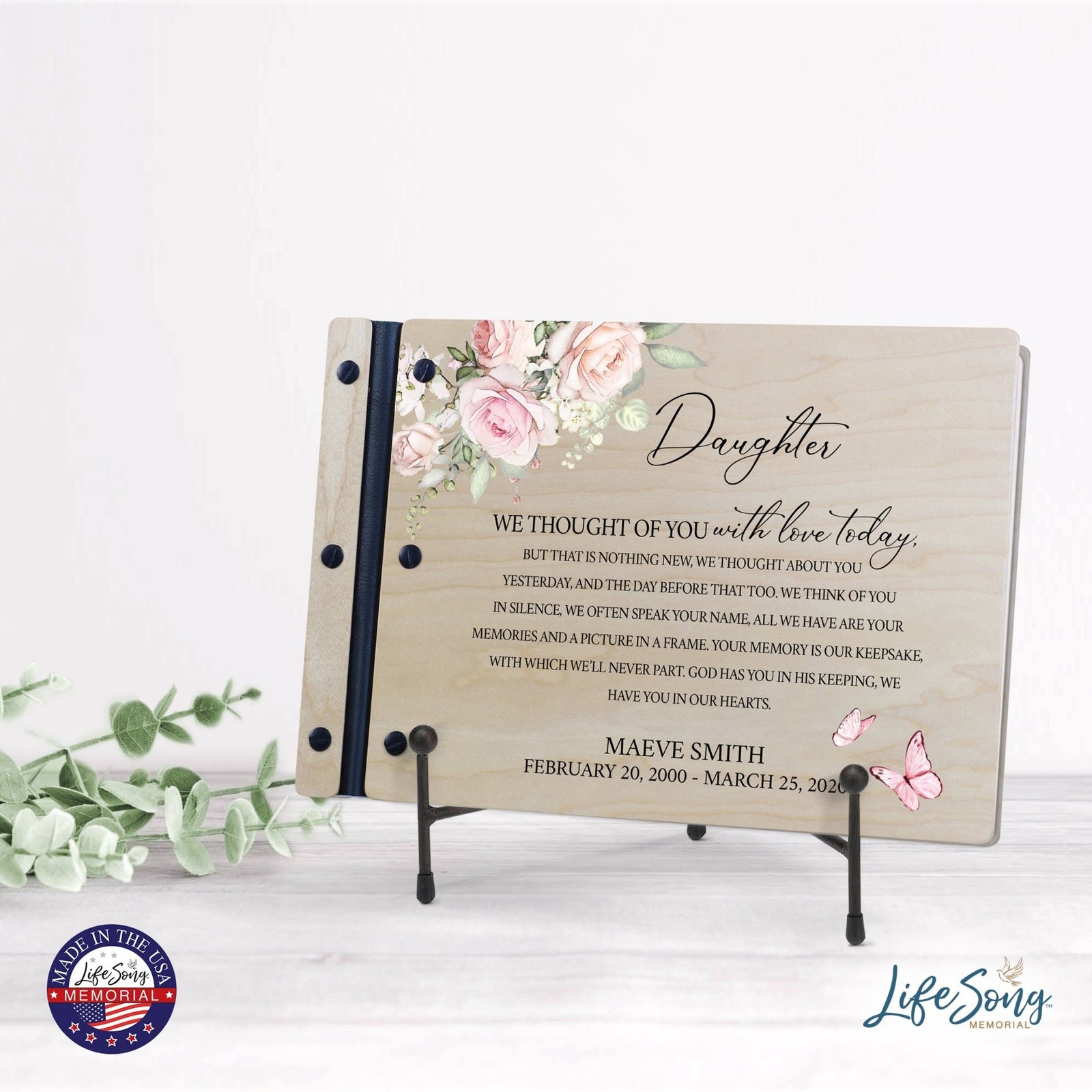 Personalized Medium Wooden Memorial Guestbook 12.375x8.5 - We Thought Of You (Ivory) - LifeSong Milestones