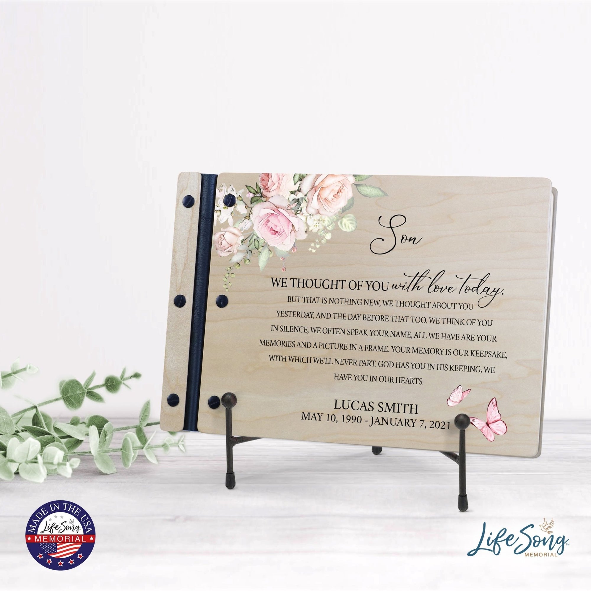 Personalized Medium Wooden Memorial Guestbook 12.375x8.5 - We Thought Of You (Ivory) - LifeSong Milestones